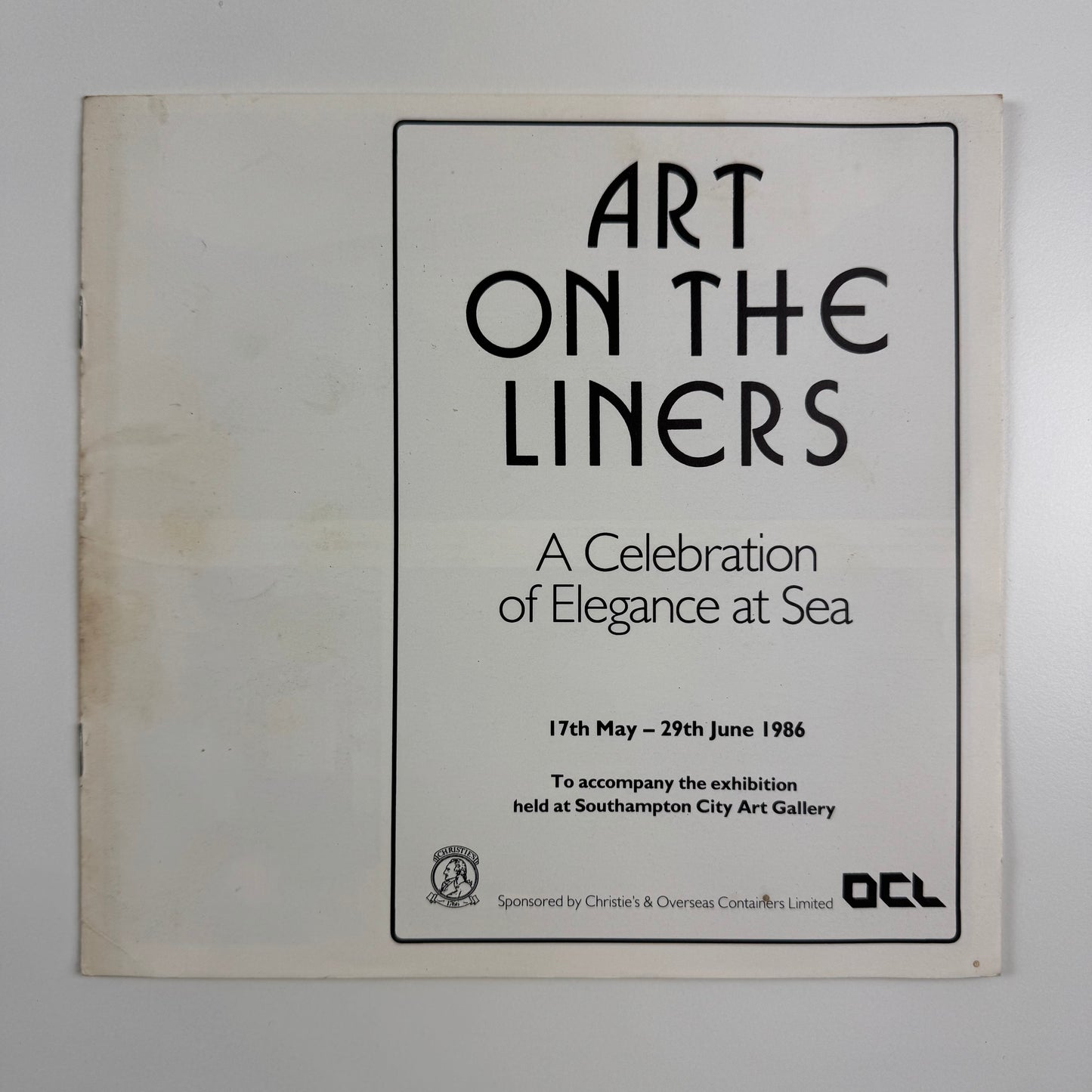 Small leaflet for Art on the Liners. A Celebration of Elegance at Sea | Southampton City Art Gallery, 1986