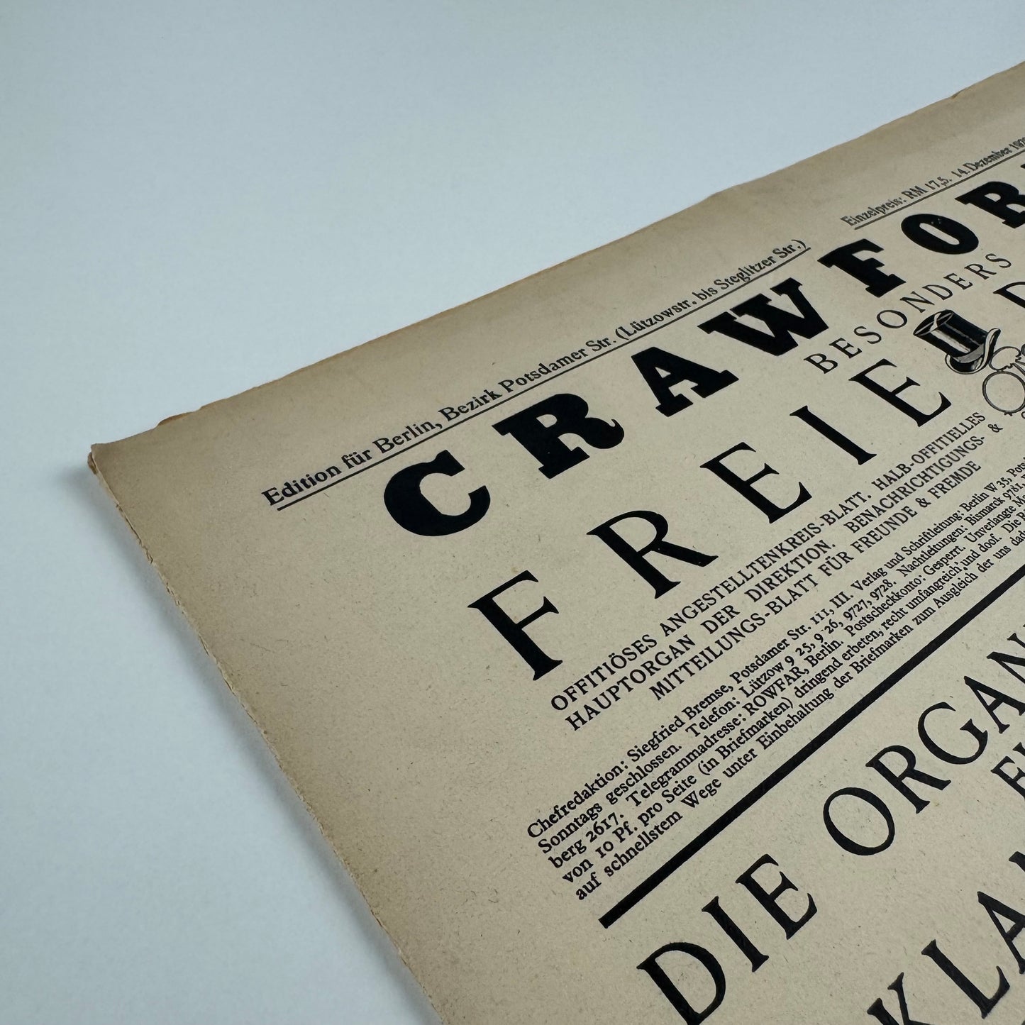 Crawfords Advertising Agency promotional newspaper 14 December 1929
