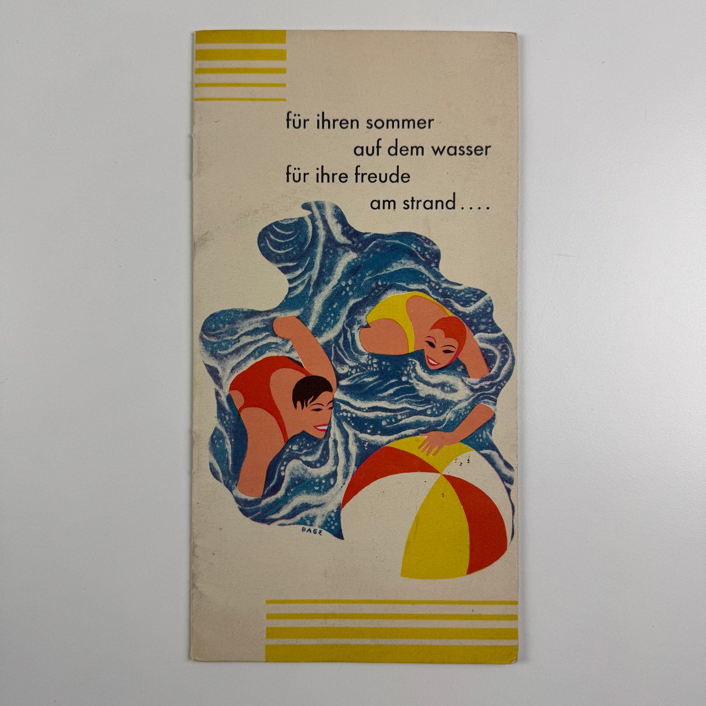 Leaflet Art Deco swimwear Grumach swimwear | illustration possibly Antony Page for Crawfords Advertising Agency
