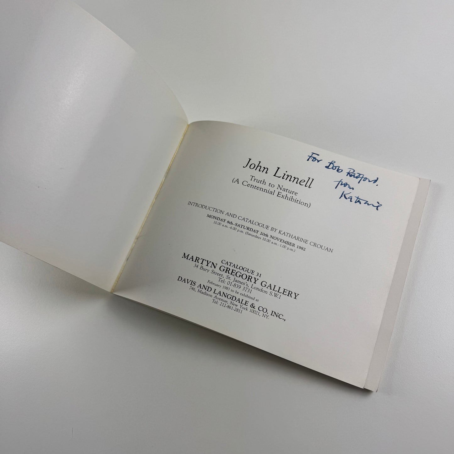John Linnell. Truth to Nature (A Centennial Exhibition) | Martin Gregory Gallery, and Davis and Langdale & Co, 1982 | introduction by Katharine Crouan