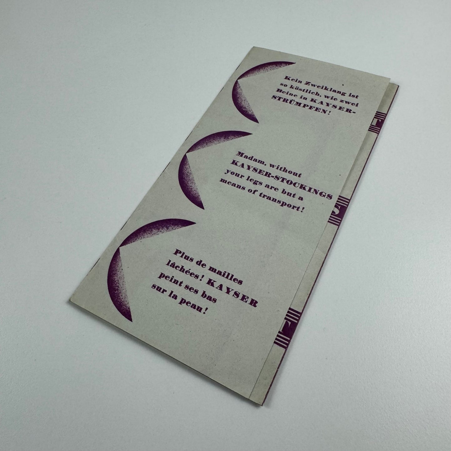 Small promotional leaflet and response slip for Julius Kayser & Co stockings manufacturer issued by Bruhl, c. 1930s