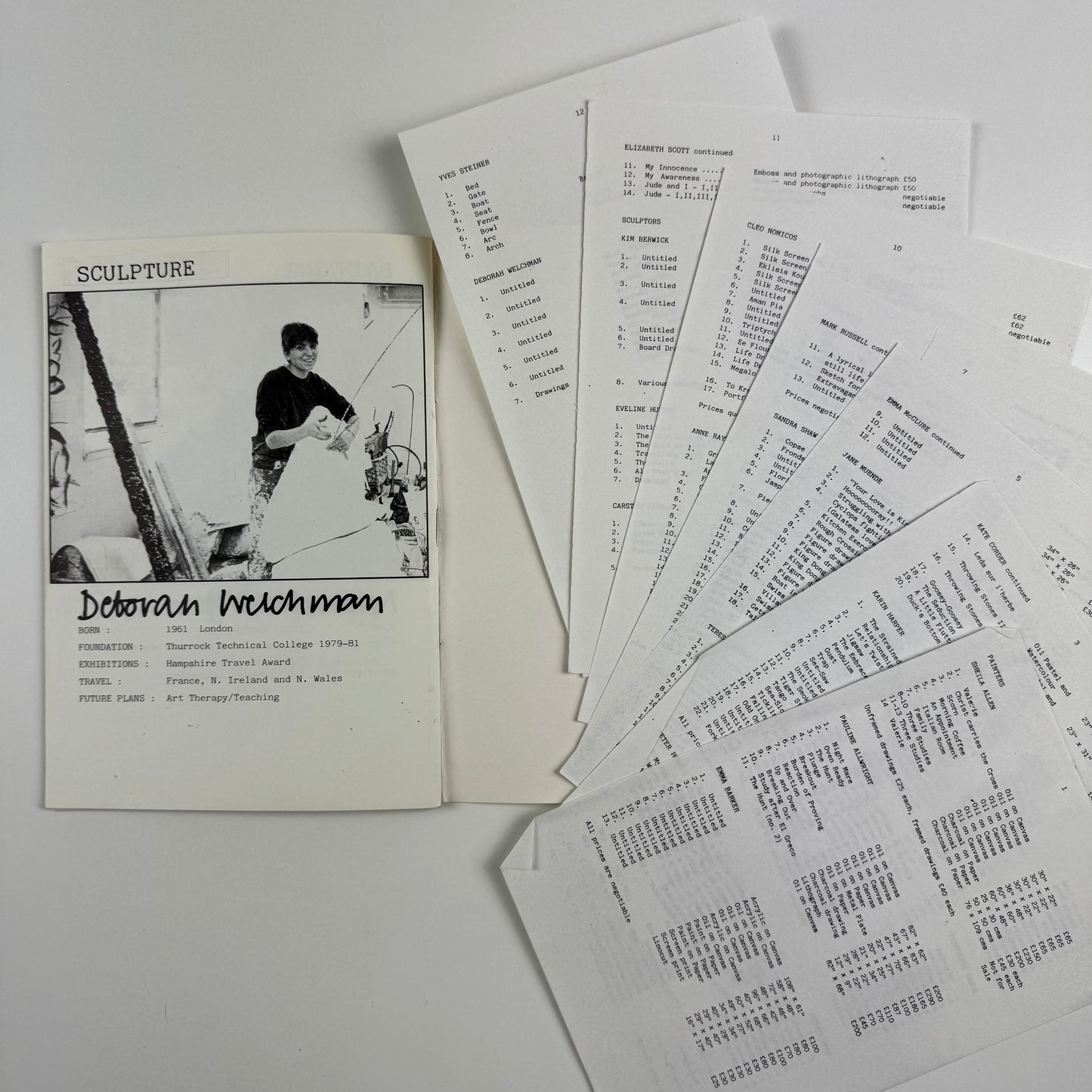 Winchester School of Art. Fine Art Degree Show 1984. 16 to 22 June 1984 | list of students and their works