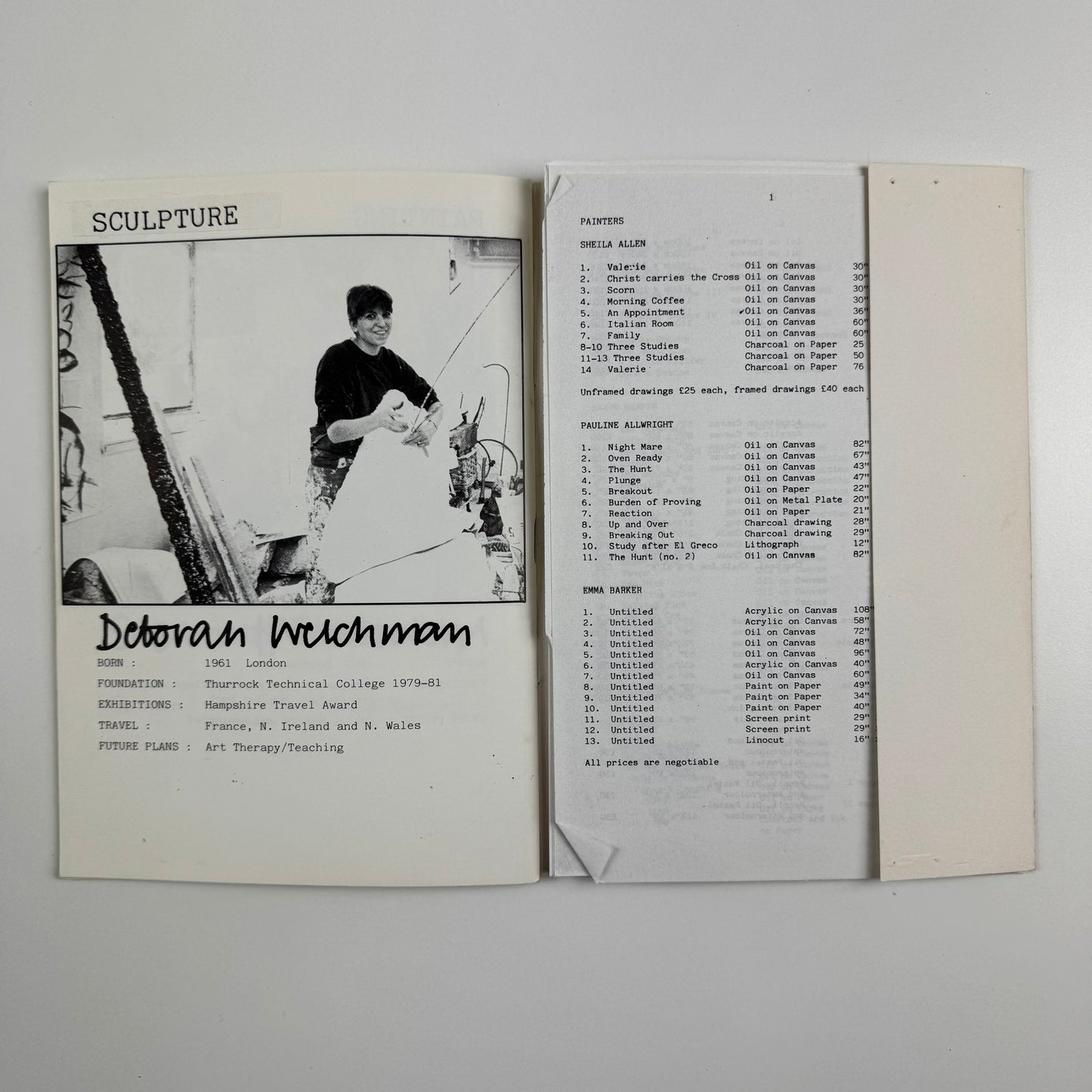 Winchester School of Art. Fine Art Degree Show 1984. 16 to 22 June 1984 | list of students and their works