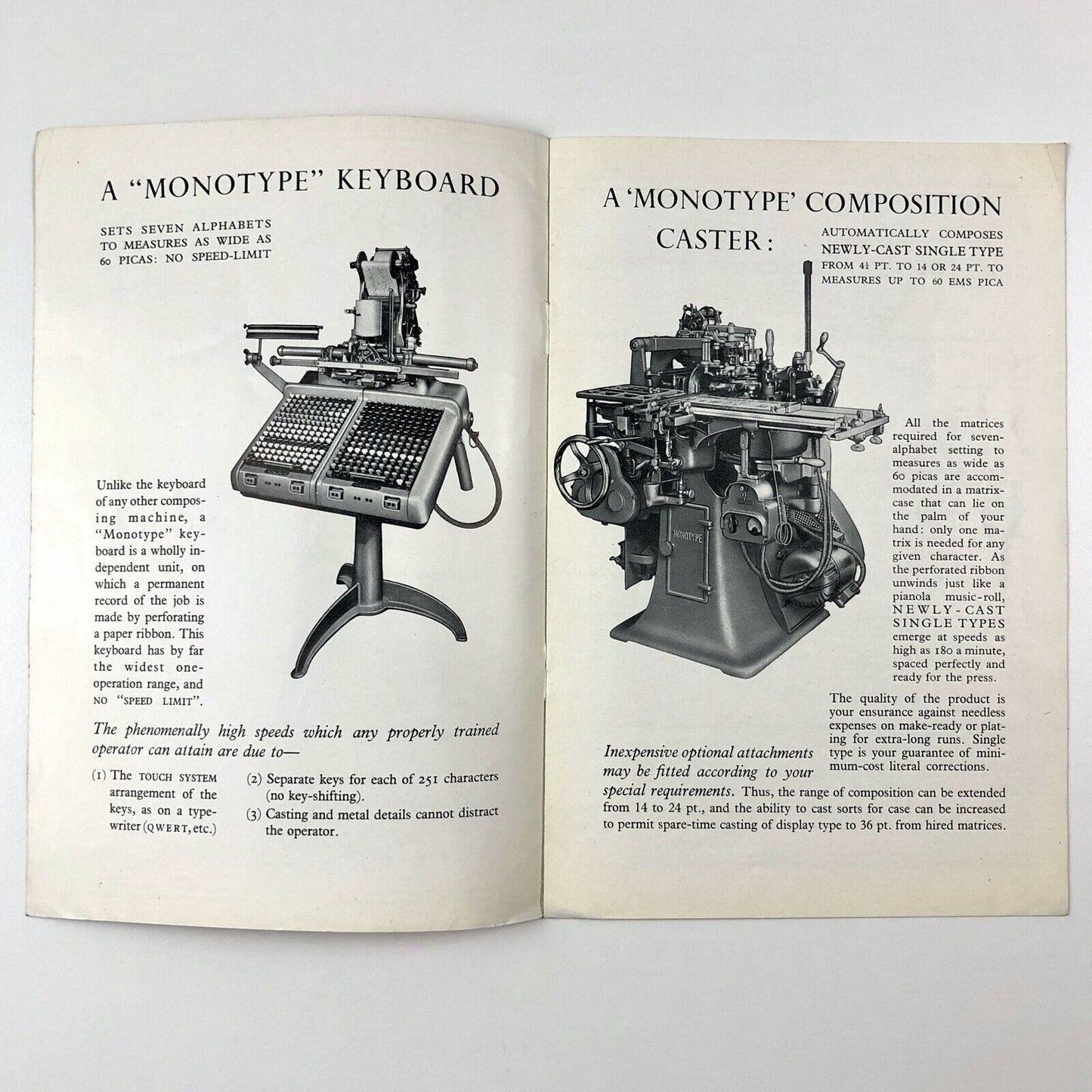 Monotype Corporation composing and casting machine | Promotional leaflet, 1950s?