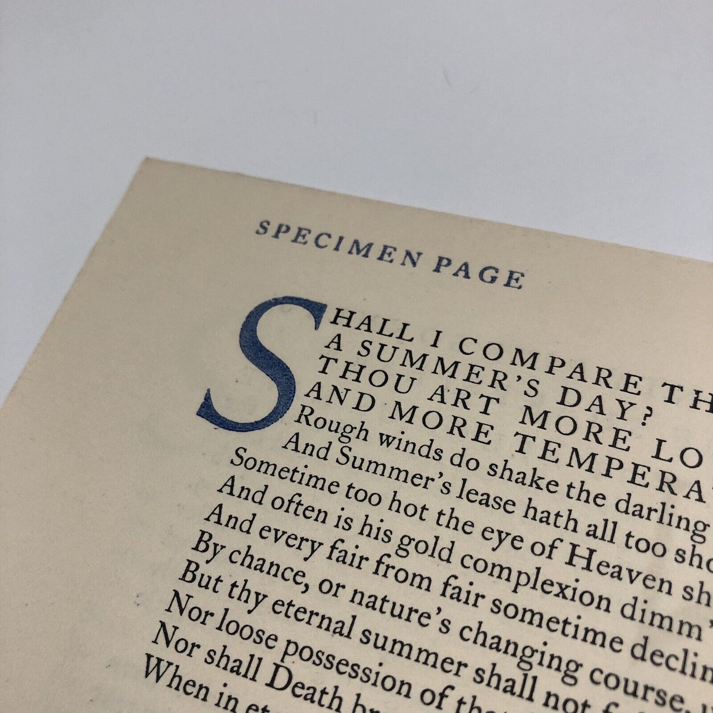 Specimen page/prospectus – Twenty-five sonnets of Shakespeare | The Shakespeare Head Press | Undated, perhaps c.1922