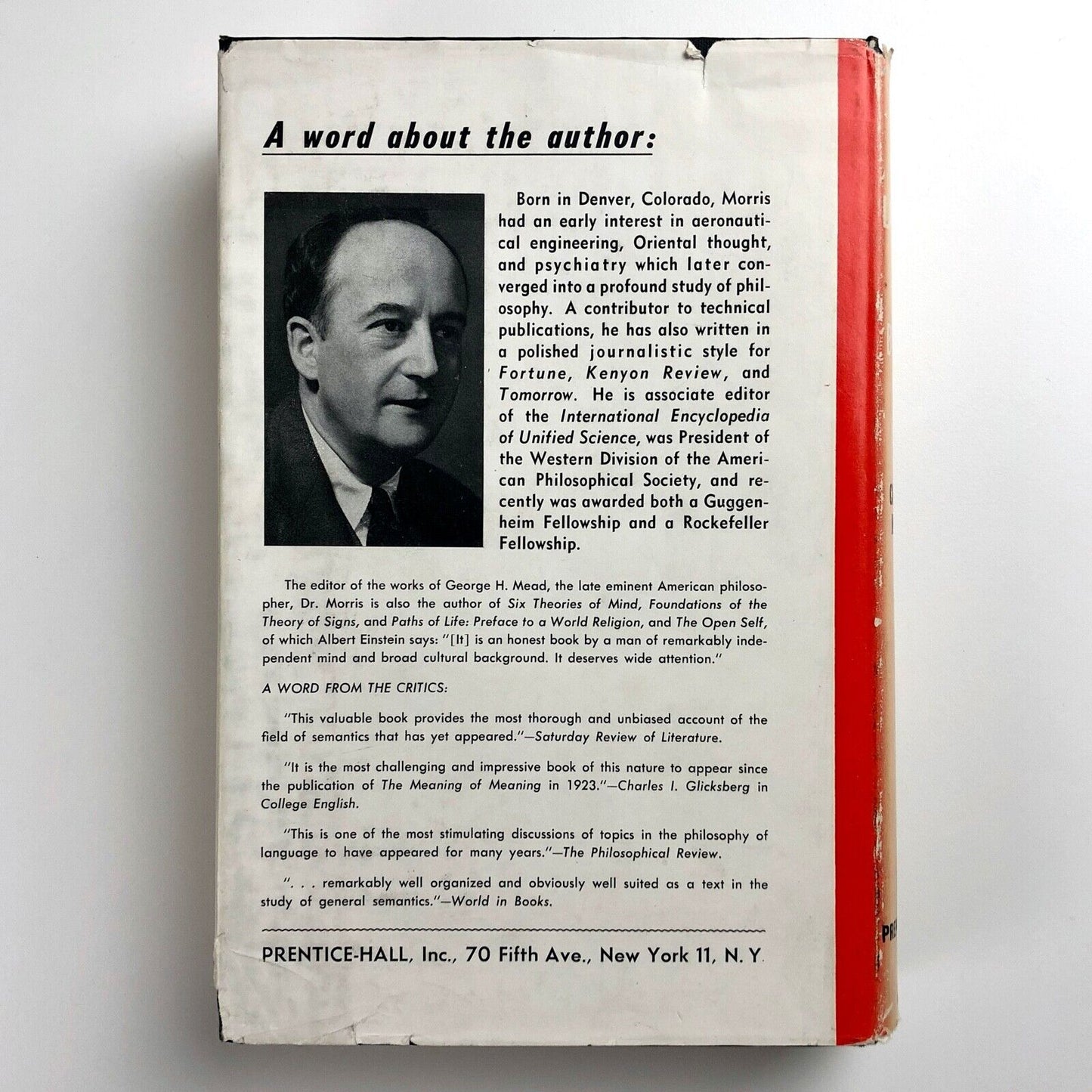 Signs, Language and Behaviour by Charles Morris | 4th printing, Prentice Hall, 1950