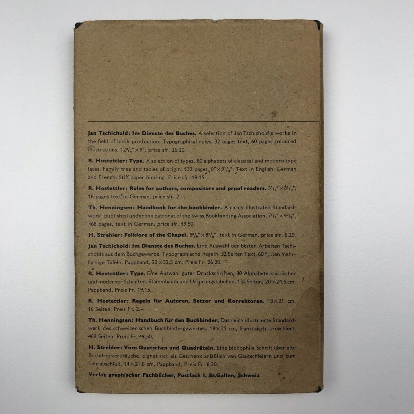 The printer's terms. Technical terms of the printing industry by Rudolf Hostettler | Zollikofer & Co AG, 1969, fifth revised edition