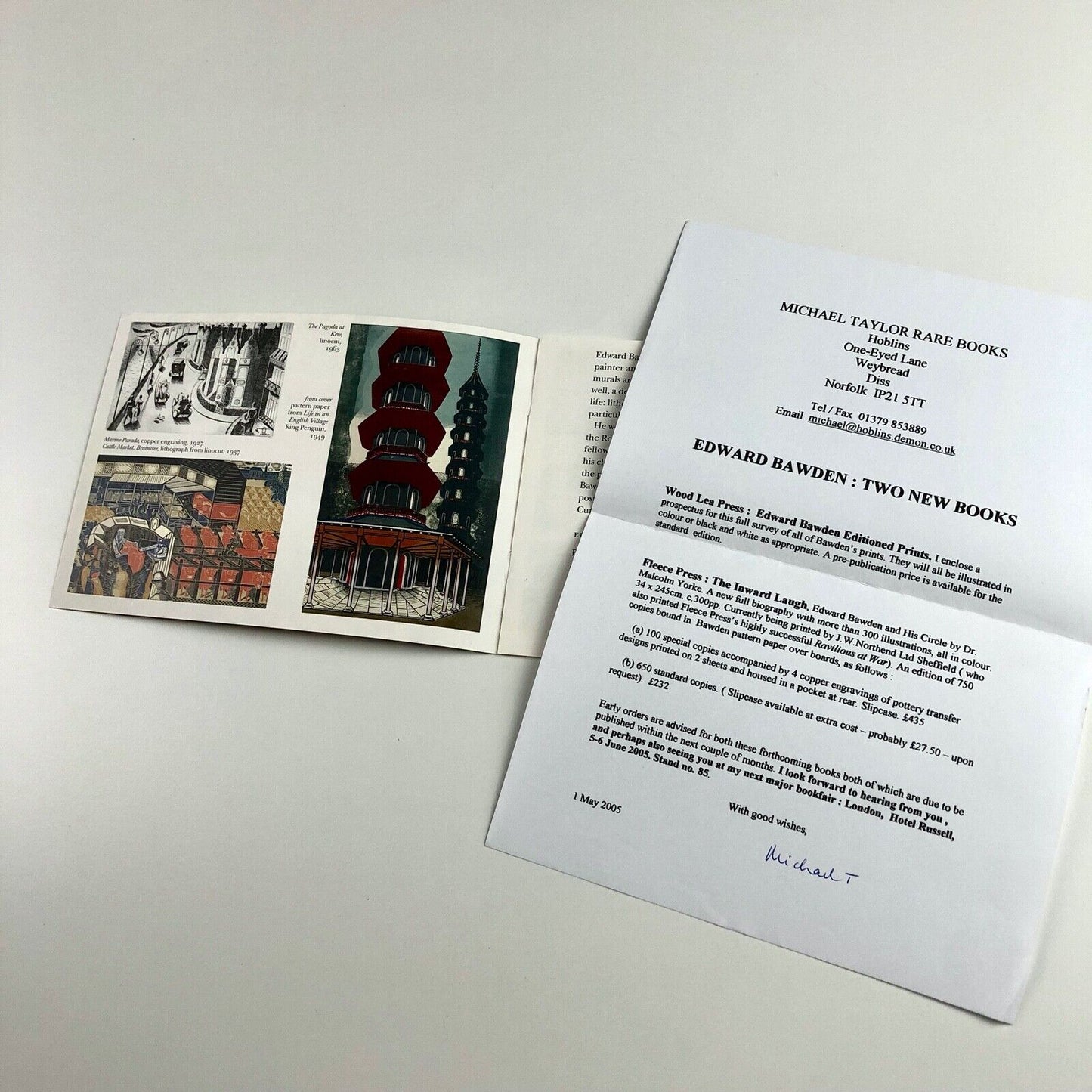 Prospectus to promote Edward Bawden editioned prints | Wood Lea Press, 2005