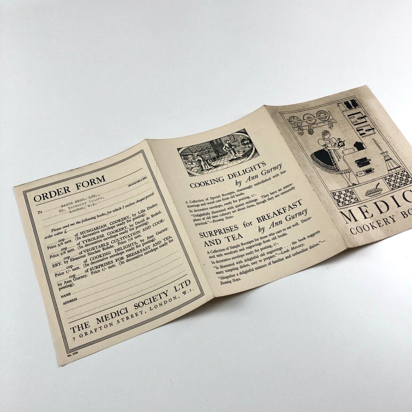 Prospectus for Medici Society Cookery Books | Maggs Brothers, undated c. late 1930s