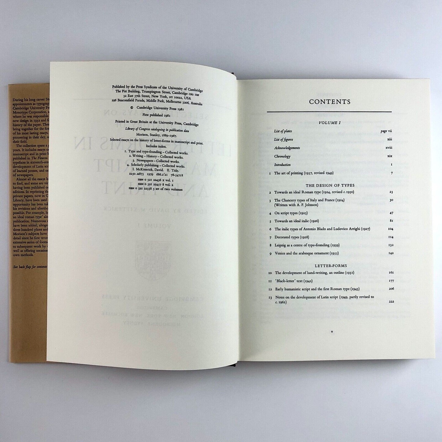 Stanley Morison, Selected Essays on Letter-forms in Manuscript and Print by Stanley Morison | Vols I & II | Ed. David McKitterick