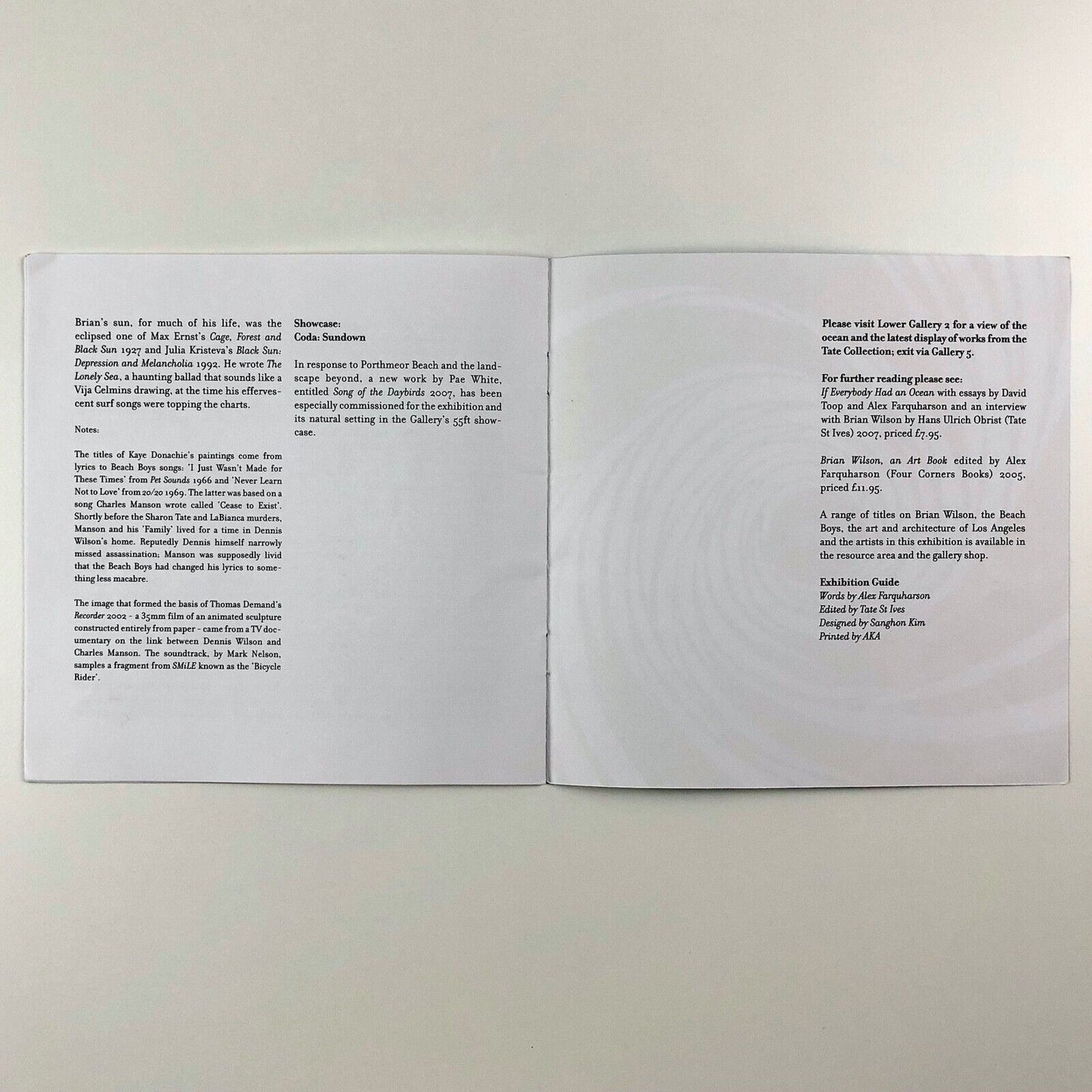 Gallery guide for If Everybody Had An Ocean. Brian Wilson, An Art | Tate St Ives, 2007