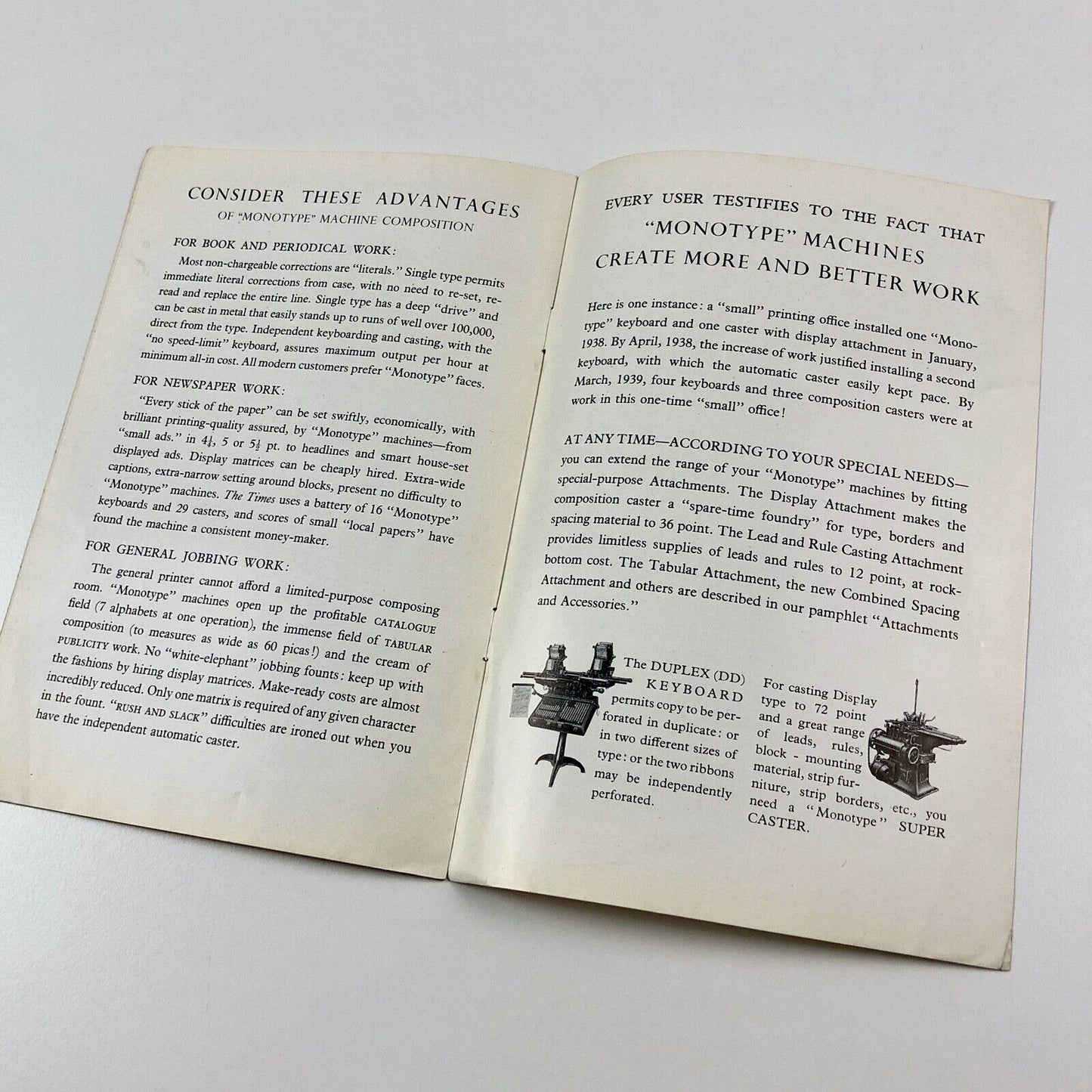 Monotype Corporation composing and casting machine | Promotional leaflet, 1950s?