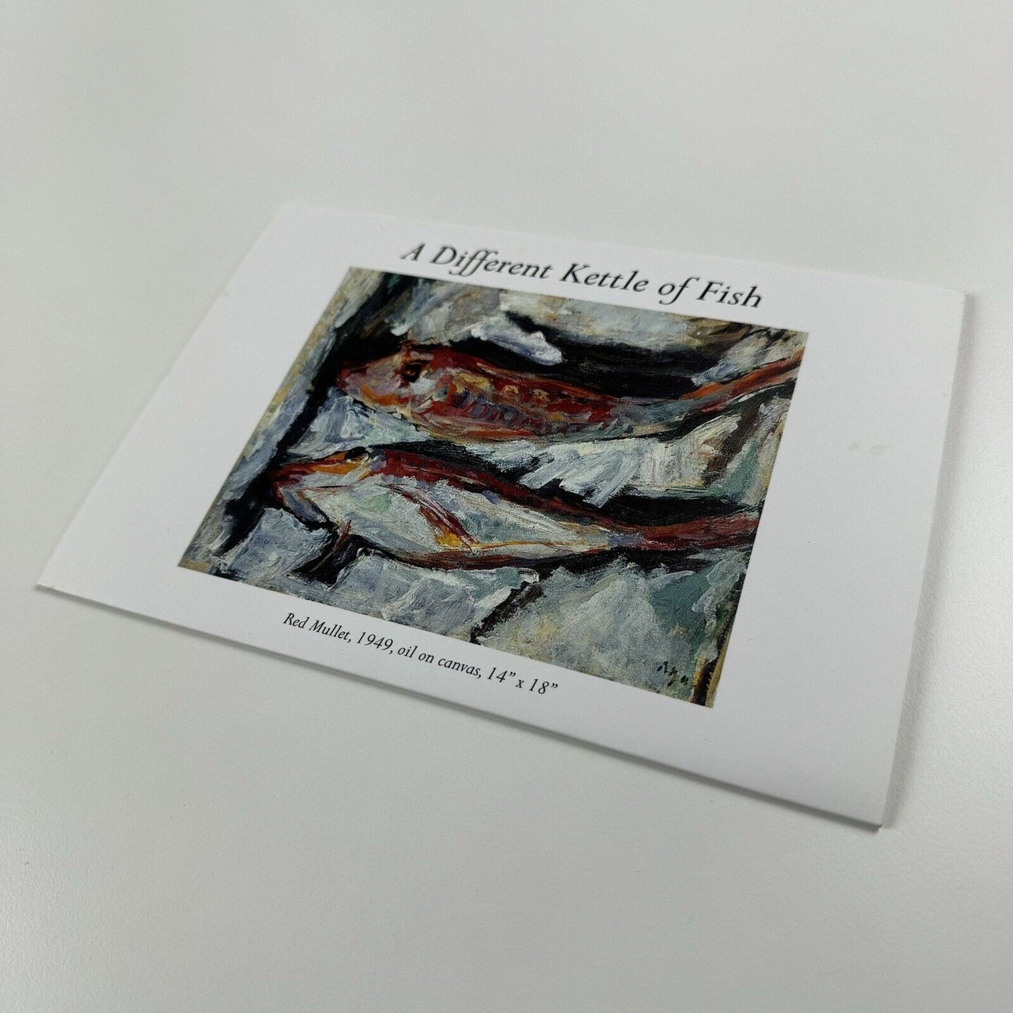 Folded card for A Different Kettle of Fish – paintings by Adrian Ryan | Penlee Gallery & Museum, 2002