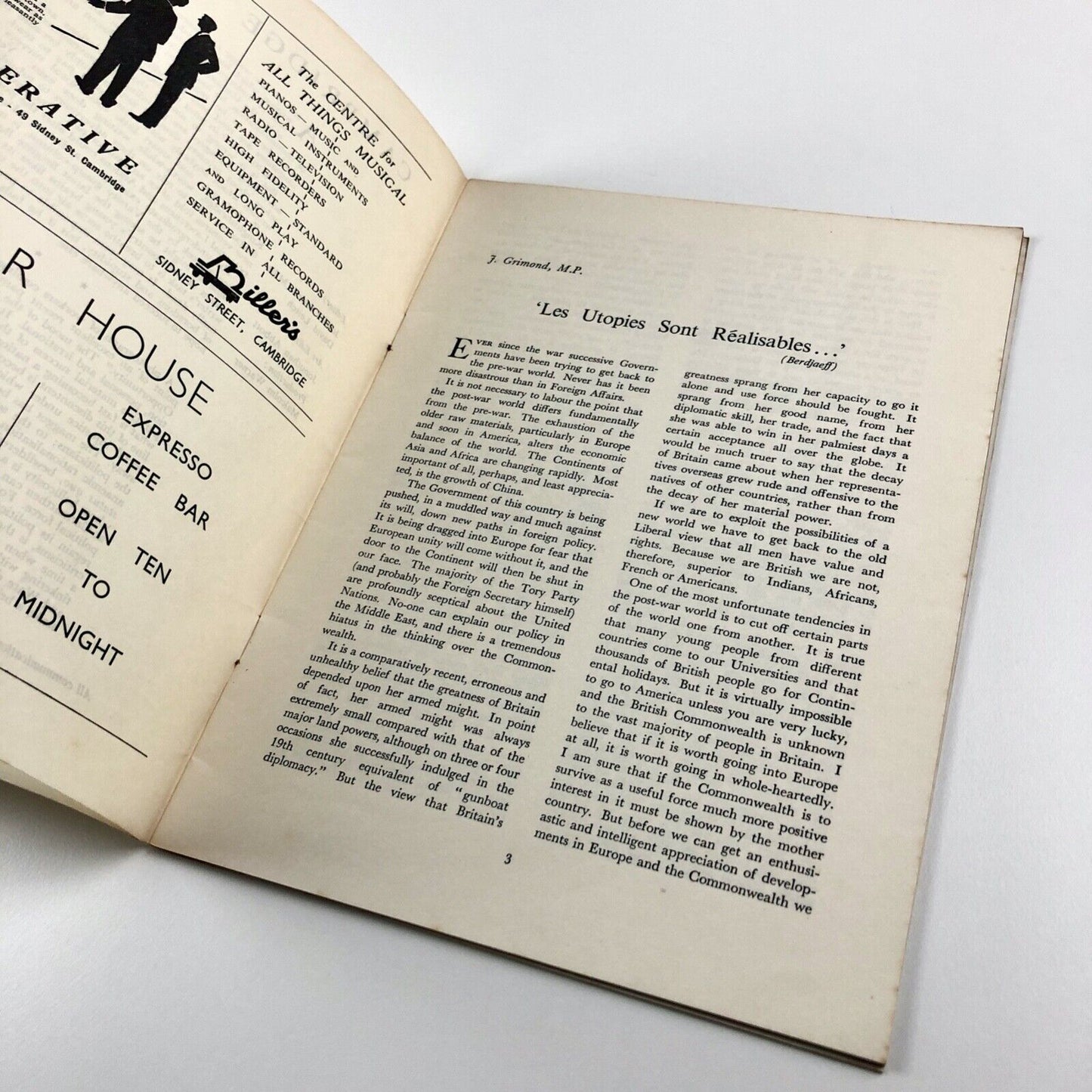 Cambridge Opinion magazine | No. 3, May 1957 | Editors John Landell-Mills and David Leitch