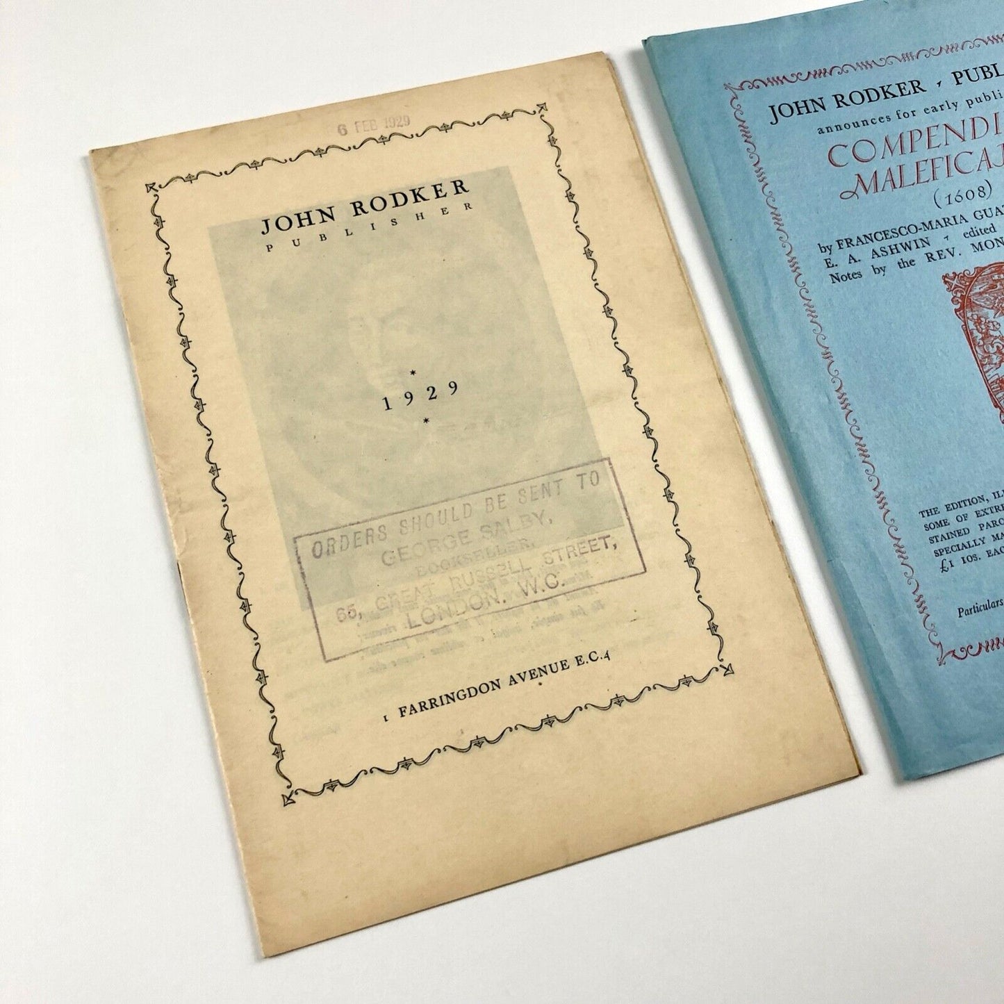 Two promotional leaflets relating to John Rodker Publisher, 1929