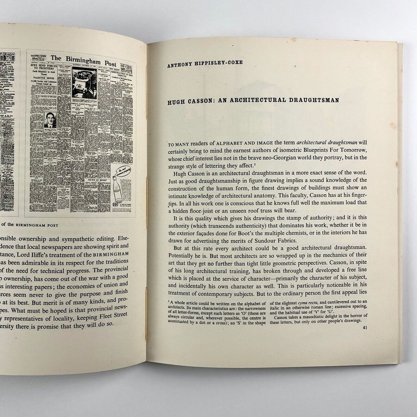 Alphabet and Image journal | includes articles on Hugh Casson, Eric Gill | Issue no. 6, January 1948 | Art & Technics Ltd, ed. Robert Harling