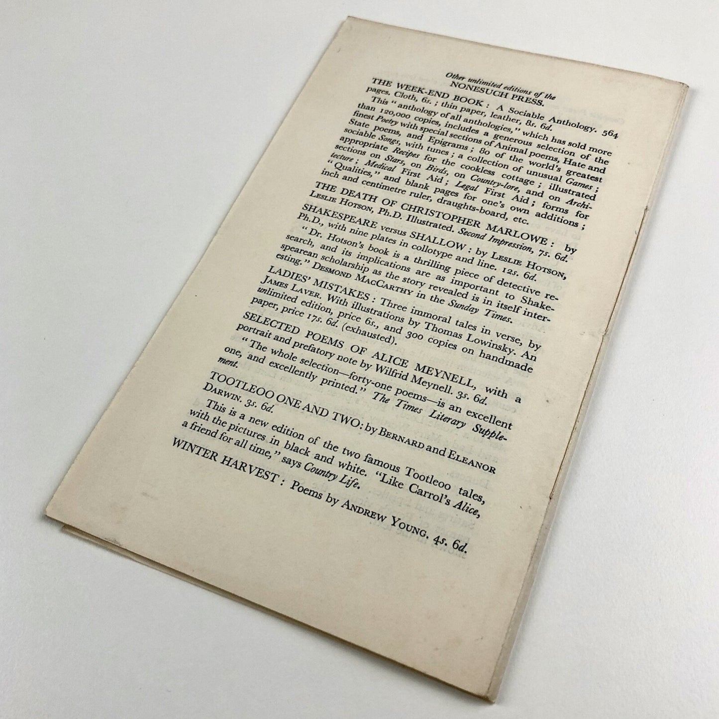 The Nonesuch Compendious Series of Classics | Undated promotional leaflet