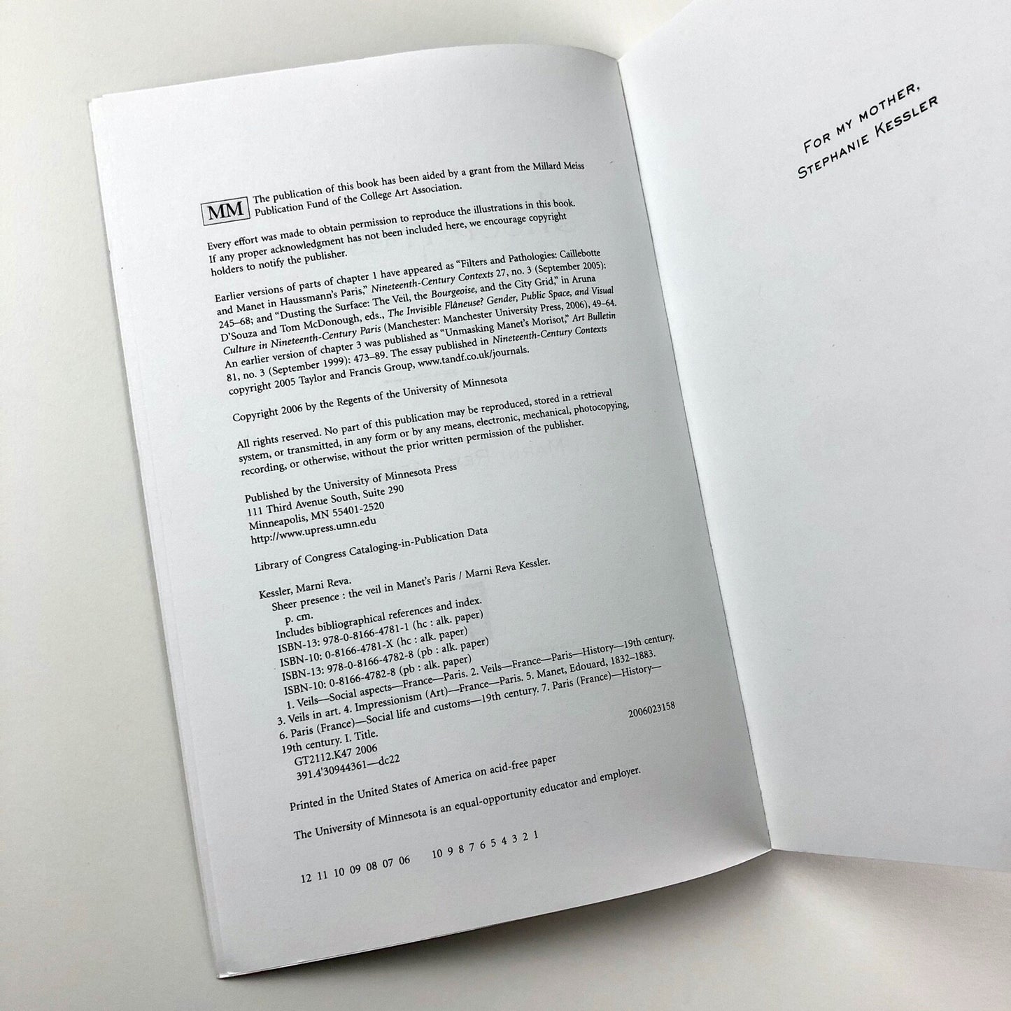 Sheer Presence: The Veil in Manet's Paris by Marni Reva Kessler, 2006