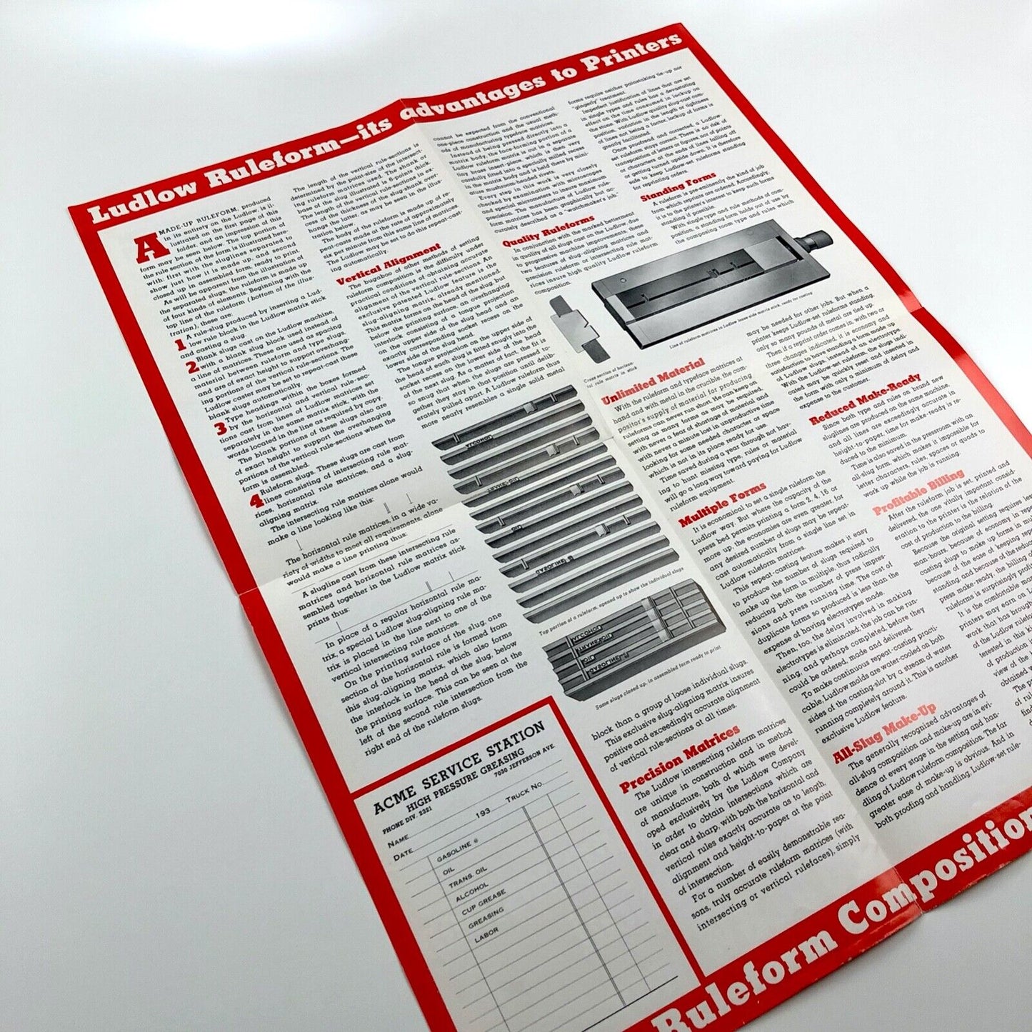 Ruleform Composition the Economical Ludlow Way | Fold-out promotional poster