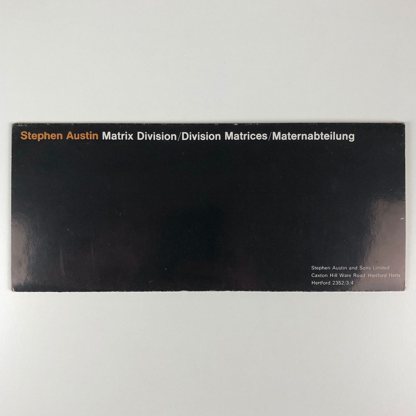 Stephen Austin Matrix Division ephemera | Promotional trade leaflet, 1970s?