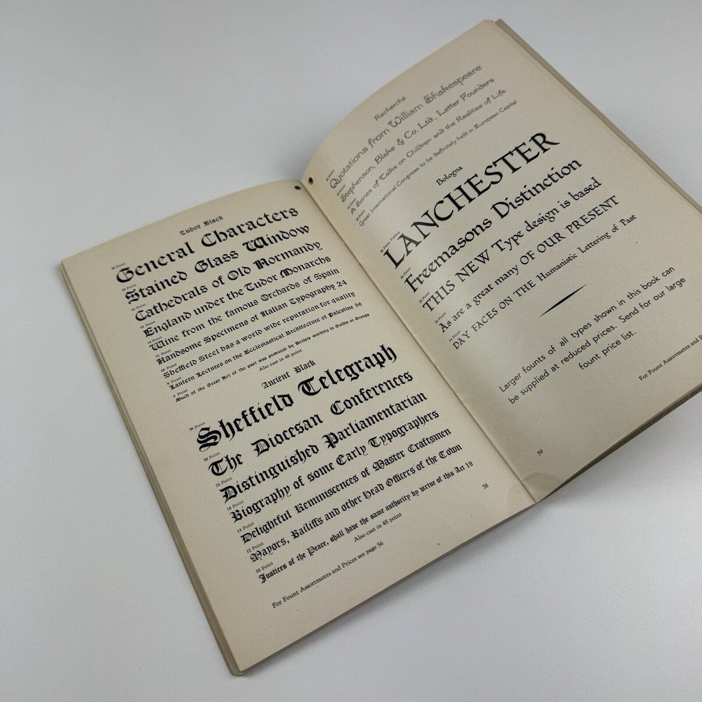 Card Founts of Printing Types from Stephenson Blake | Type specimen booklet