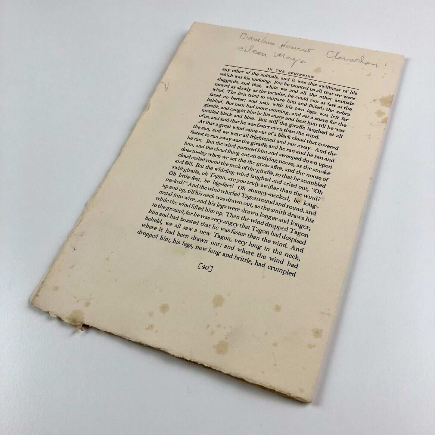 Specimen pages for The Bamboo Dancer Clover Hill Press Cleverdon | Eileen Mayo, 1937