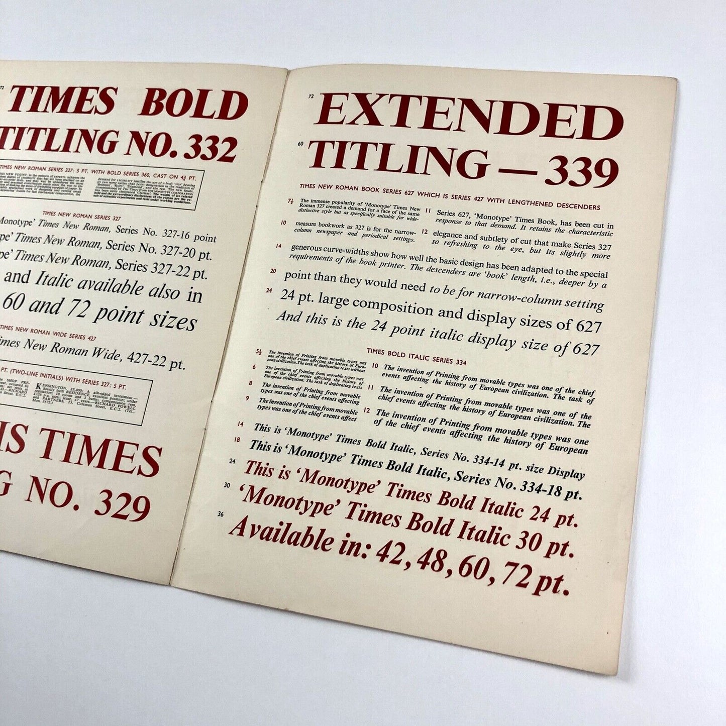 Monotype matrix-making | 1955 type specimen booklet | Will Carter, Ashley Havinden