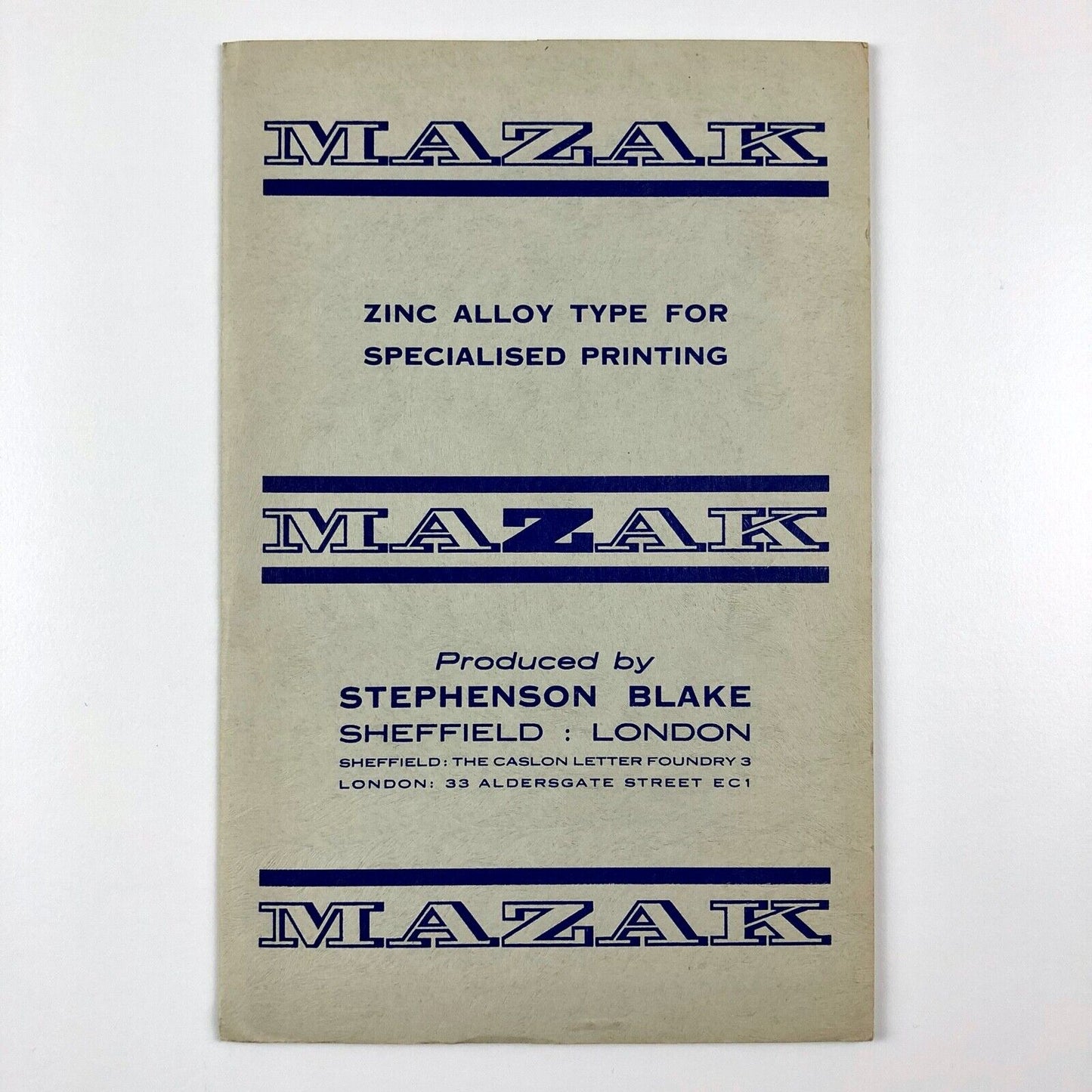 Mazak Zinc Alloy Type | Type specimen folder and inserts | Stephenson Blake Caslon | Price list dated December 1965