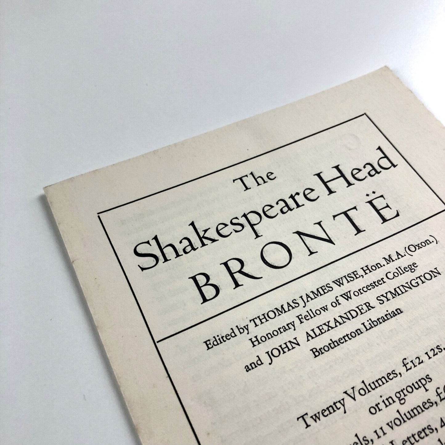 Promotional leaflet/prospectus for The Shakespeare Head – Brontë | Basil Blackwell, c.1931