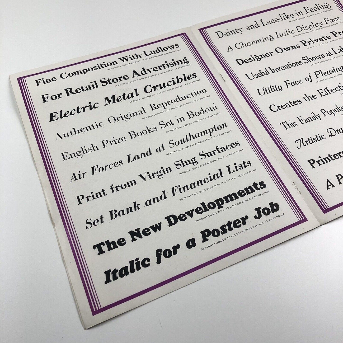 One-Line Specimens of Ludlow Typefaces | Type specimens booklet | Ludlow Typograph Company, Chicago | Undated, 1930s?