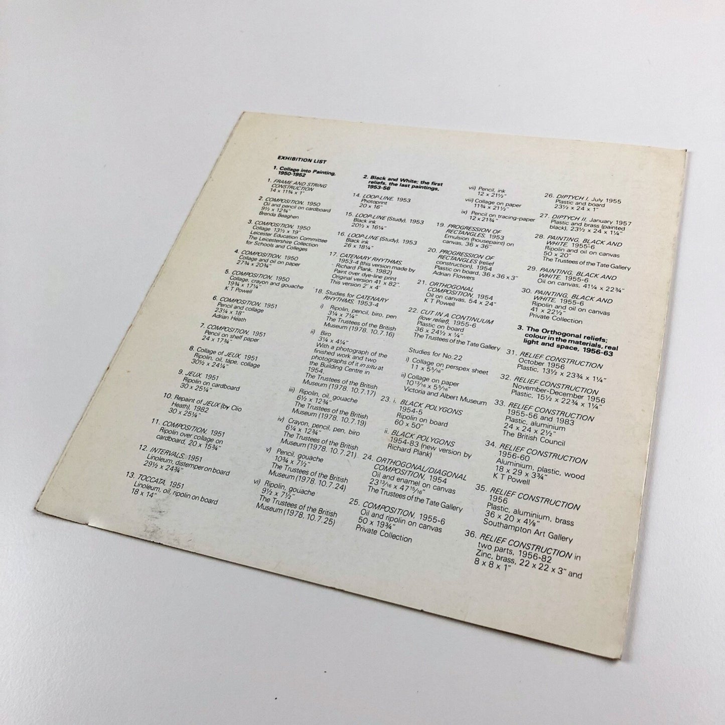 Anthony Hill. A retrospective exhibition – Hayward Gallery folded leaflet, 1983