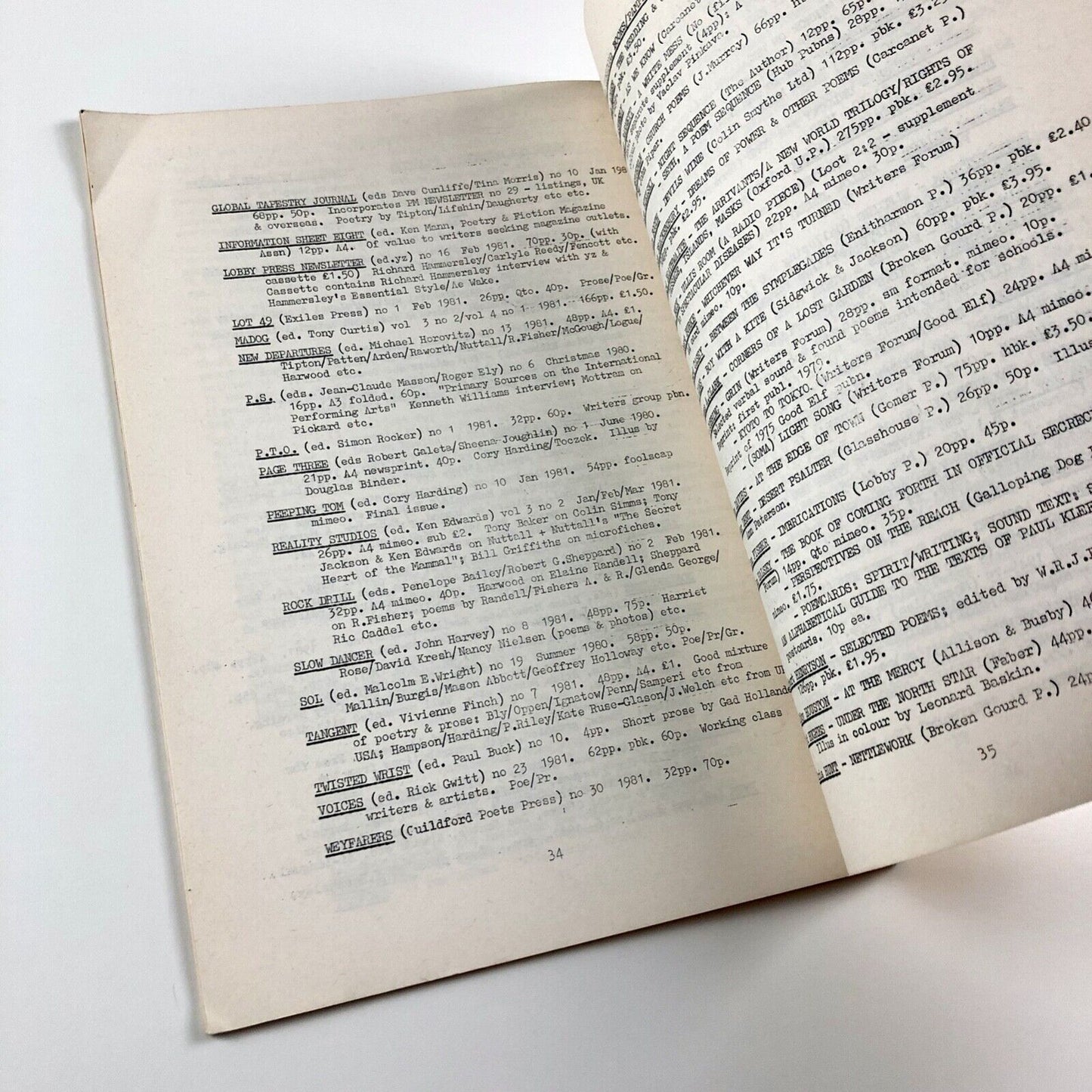 Association of Little Presses journal | Poetry and Little Press Information | Issue no. 5, July 1981