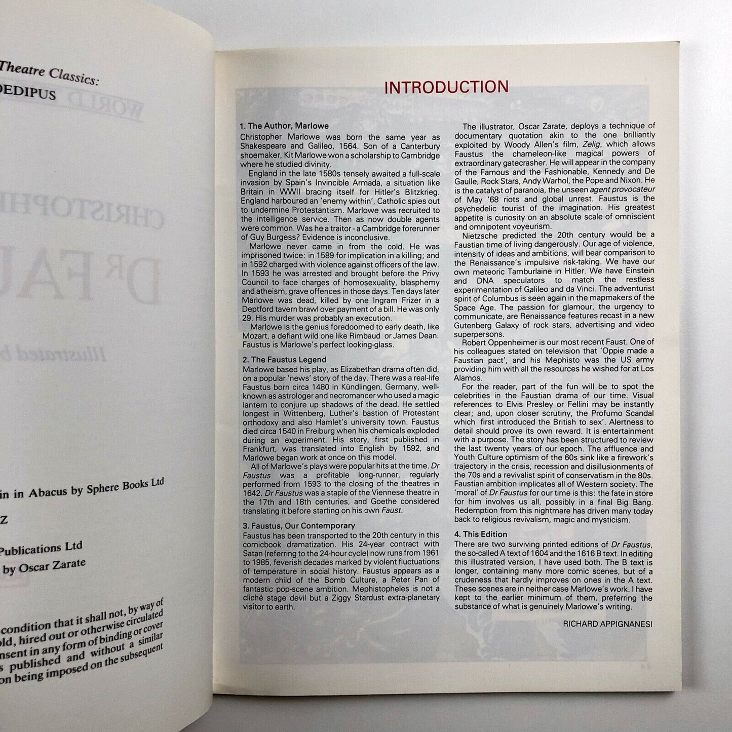 Dr Faustus illustrated by Oscar Zarate | Marlowe | Abacus / Sphere, 1986