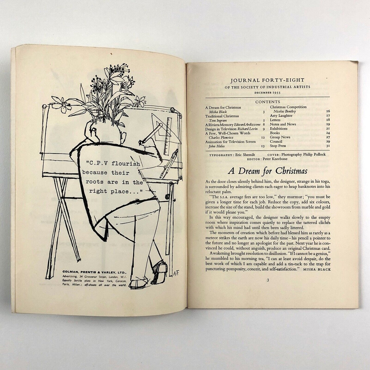 Society of Industrial Artists (SIA) Journal 48, December 1955 | edited by Peter Kneebone | includes article by Misha Black