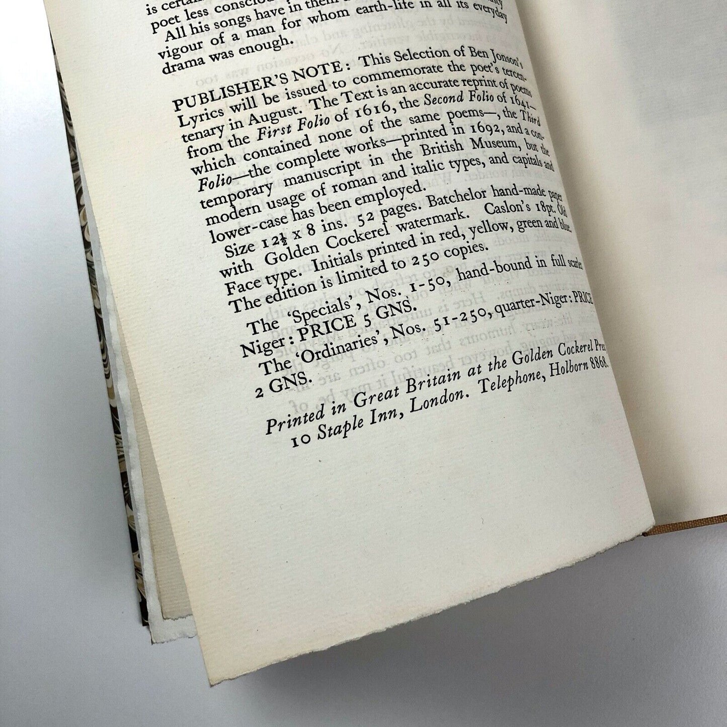 Bound volume of eight Golden Cockerel Press prospectus from 1937, 1951-1955
