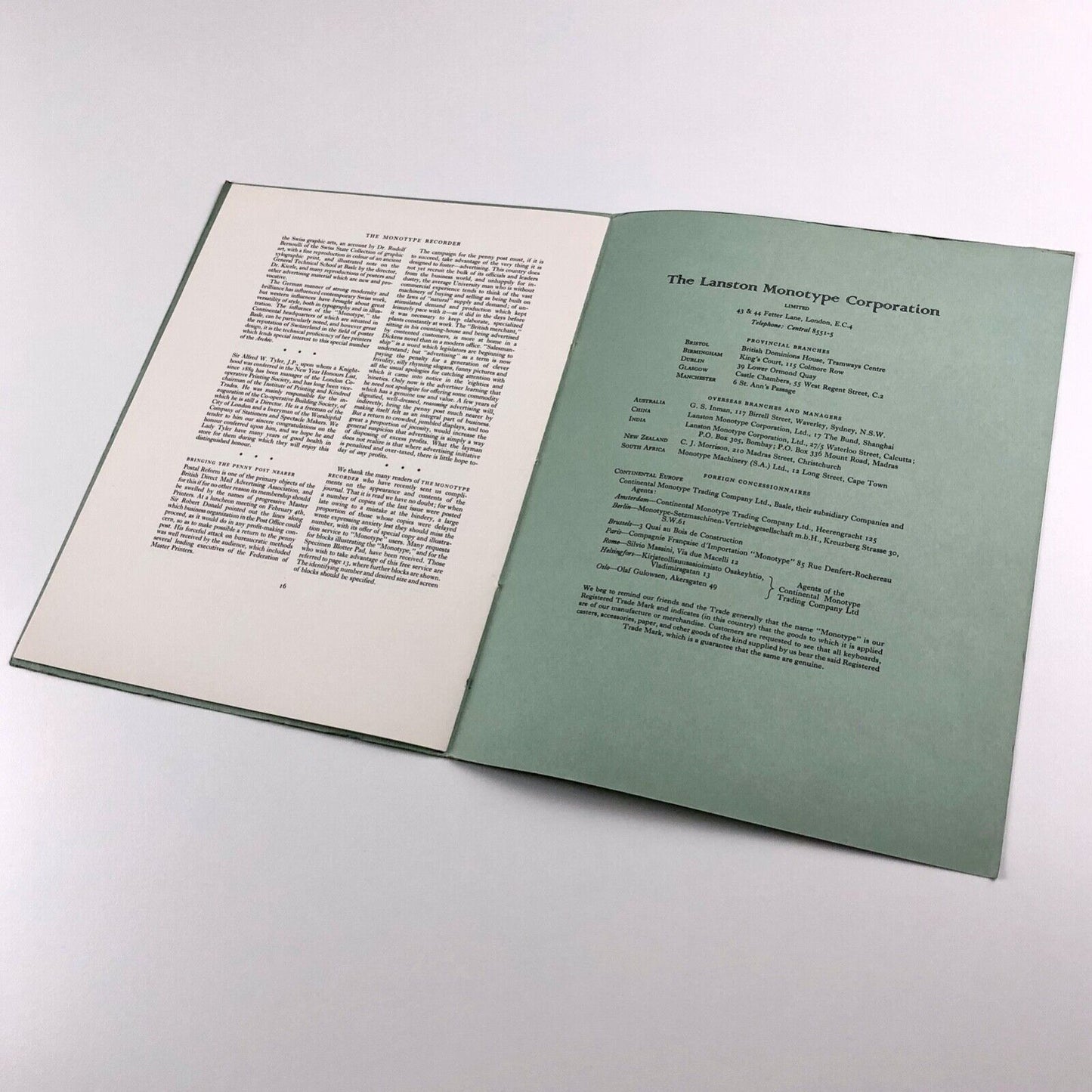 The Monotype Recorder | Vol. 26, No. 234 | Jan-Feb 1930 issue