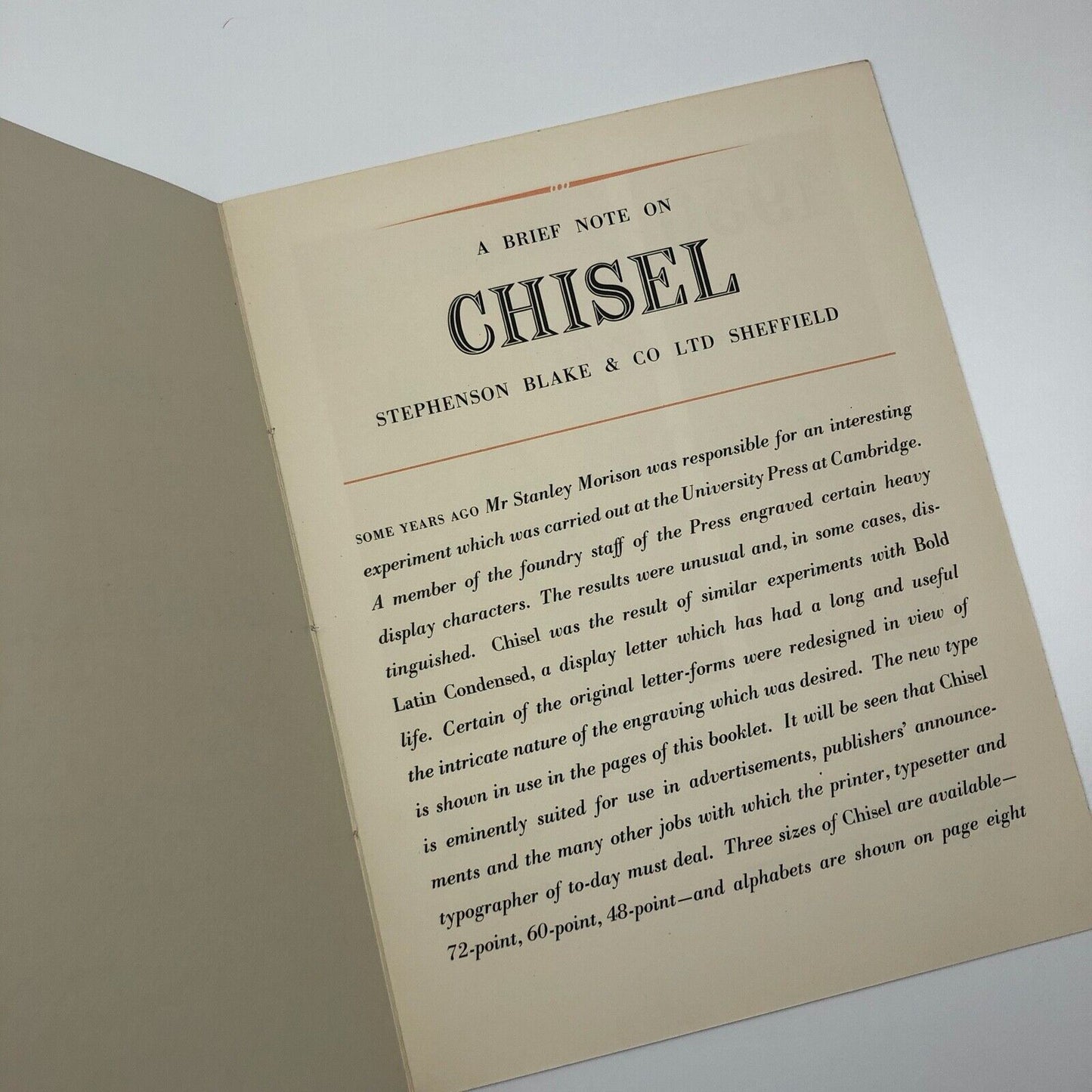 Chisel: a decorative type from Stephenson Blake | Type specimen booklet, undated