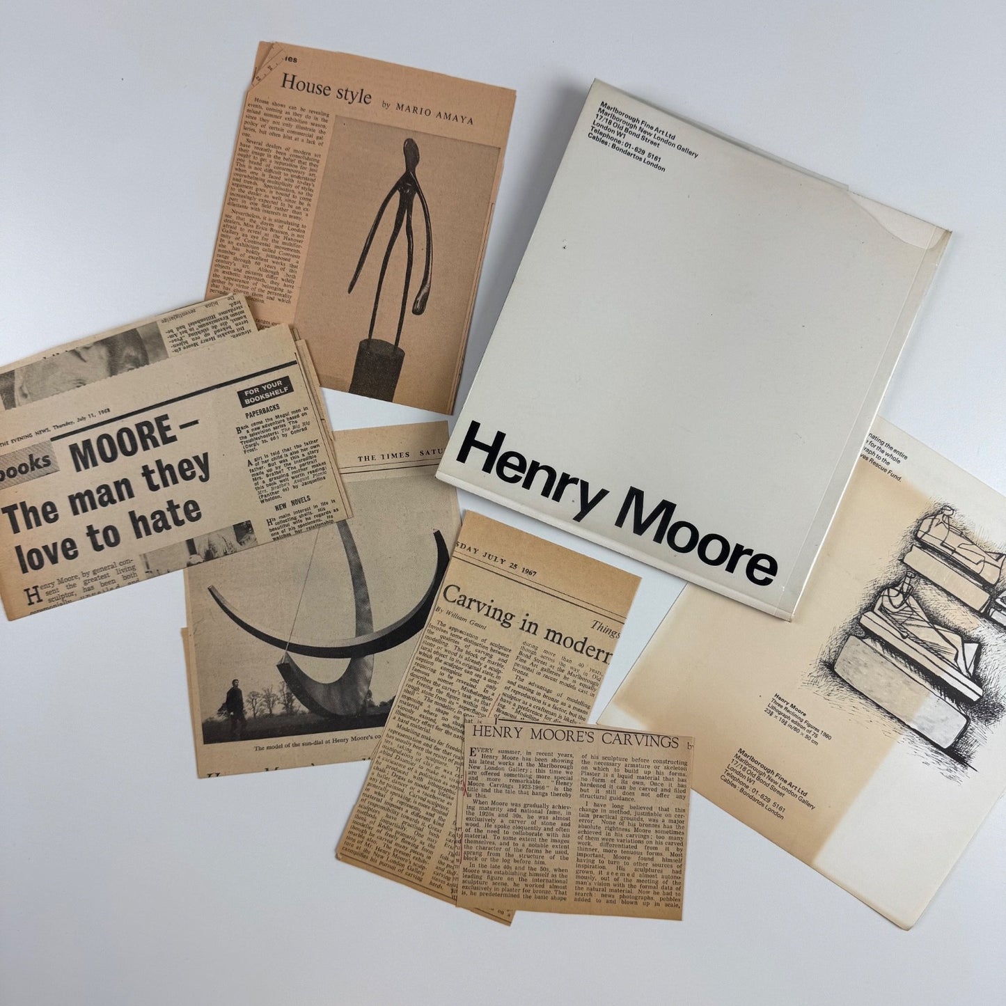Henry Moore carvings 1923-1966 | Marlborough, 1967 typography Gordon House cat. 222