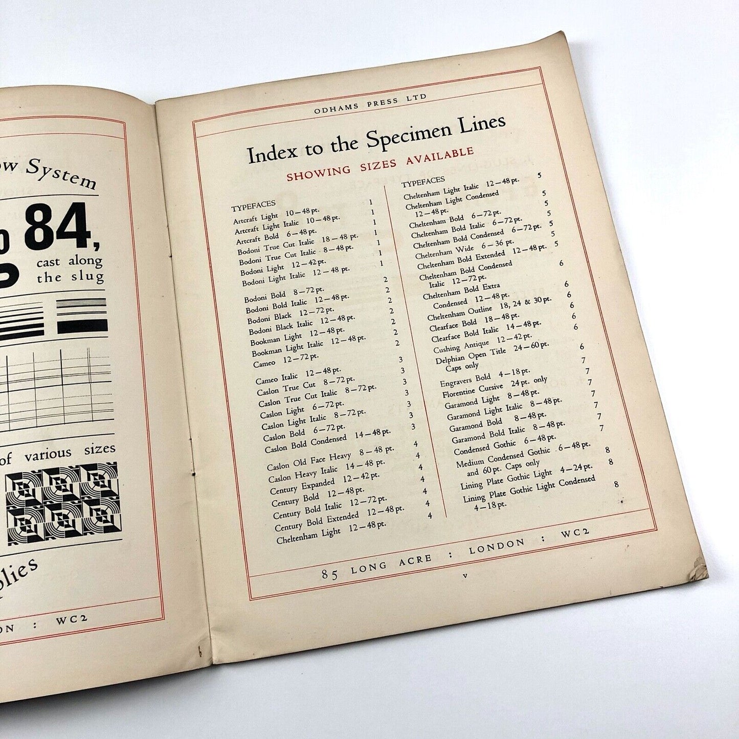 One–Line Specimens of Ludlow Typefaces, Rules, Ruleforme & Borders; | Odhams Press, 1930s?