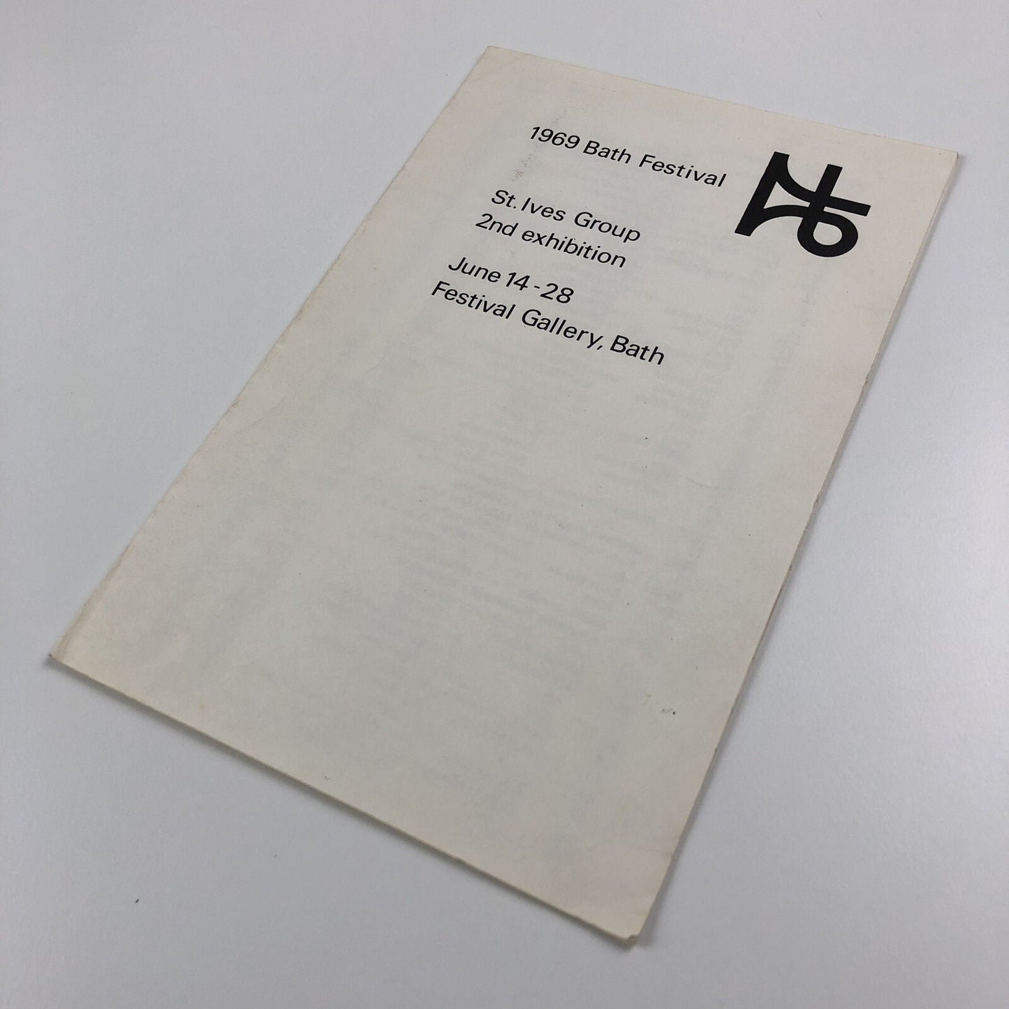 Leaflet 1969 Bath Festival | St Ives Group 2nd exhibition | Barbara Hepworth, Peter Lanyon, Wilhelmina Barnes-Graham, Breon O'Casey, Denis Mitchell, John Wells, et al