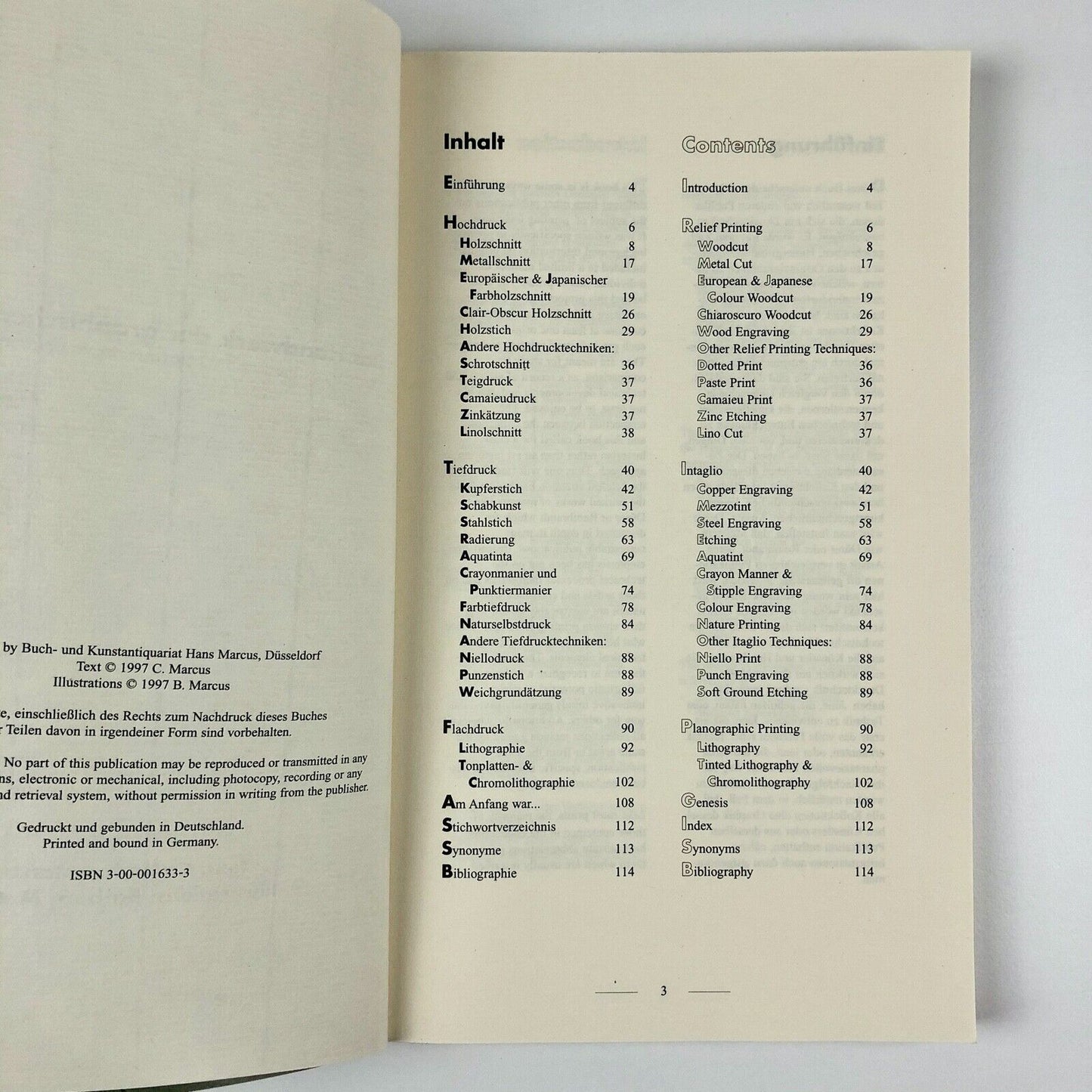 Das Handwerk Der graphischen Kunst | The Craft of graphic Art. A journey through 500 years of printing techniques by Catharina Marcus | Buch-und Kunstantiquariat Hans Marcus, Dusseldorf, 1997