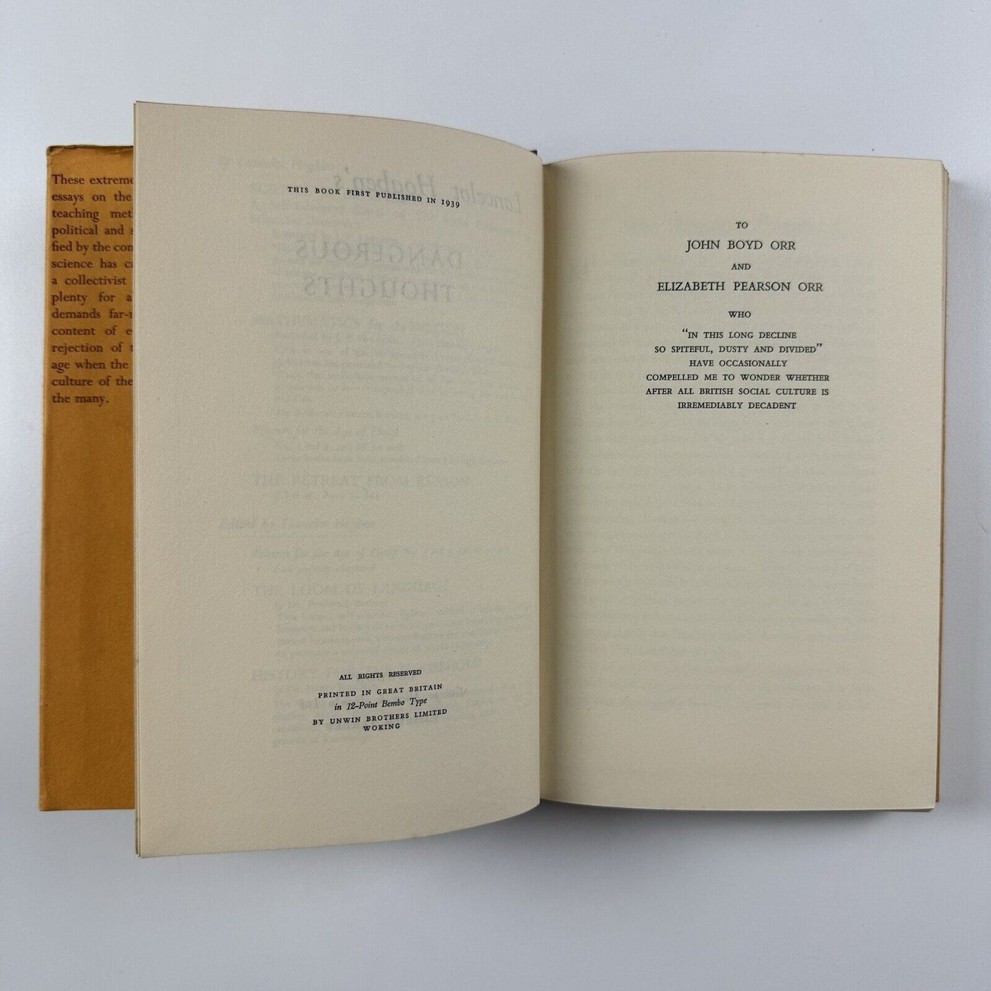 Dangerous Thoughts, by Lancelot Hogben | Hardback | George Allen & Unwin, 1939