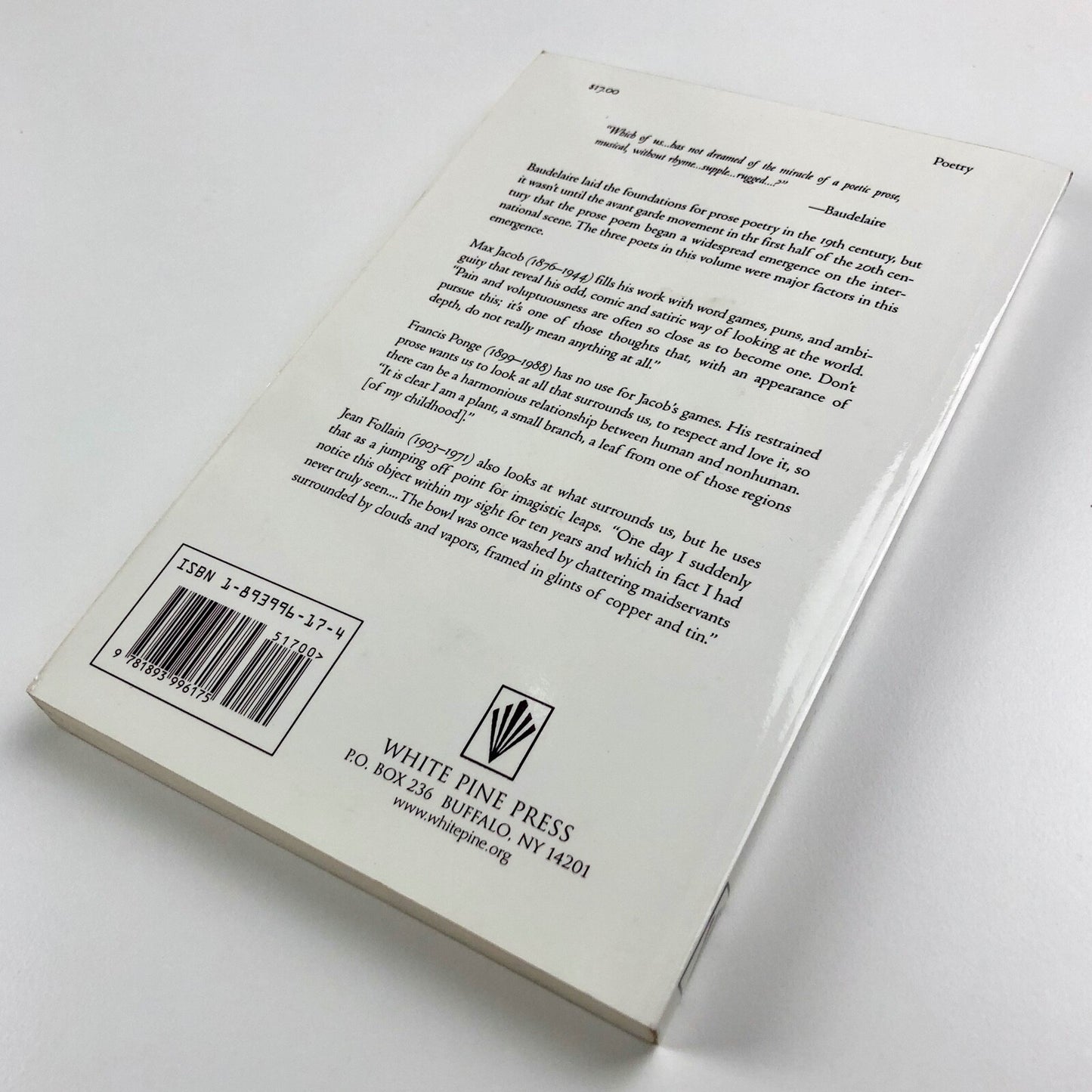 Dreaming the Miracle. Three French Prose Poets | Jacob, Ponge, Follain | White Pine Press, 2006