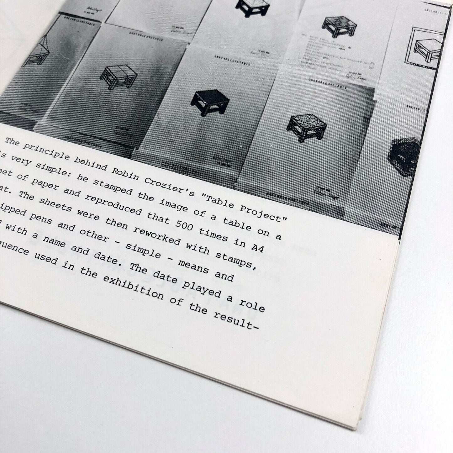 Leaflet for Robin Crozier: Table-project rubber 4 (1981) no 1, Jan to April signed
