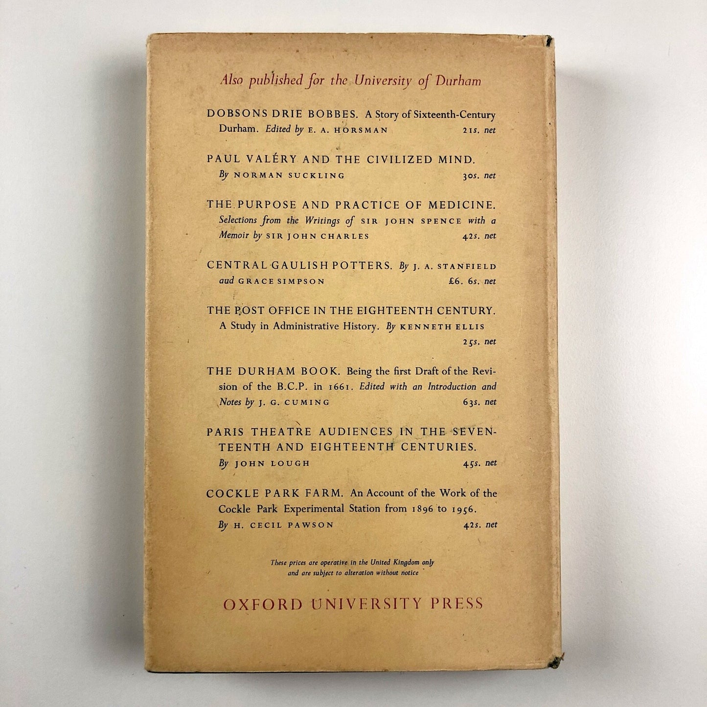 Architect and Patron by Frank Jenkins | University of Durham Publications | Oxford University Press, 1961