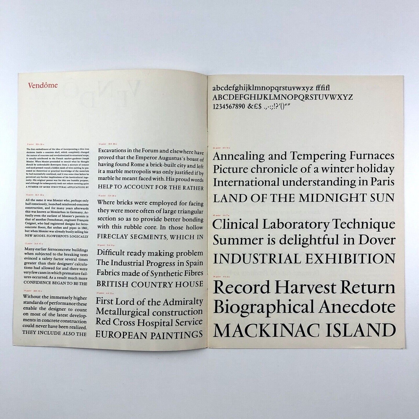 Vendôme type specimen booklet | Bauer Type Foundry / Soldans Ltd | Ganeau