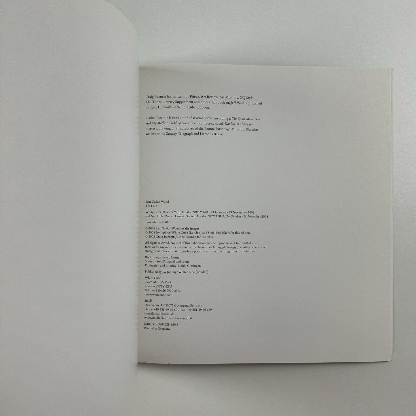 Sam Taylor-Wood – Yes I No. | White Cube catalogue, 2008