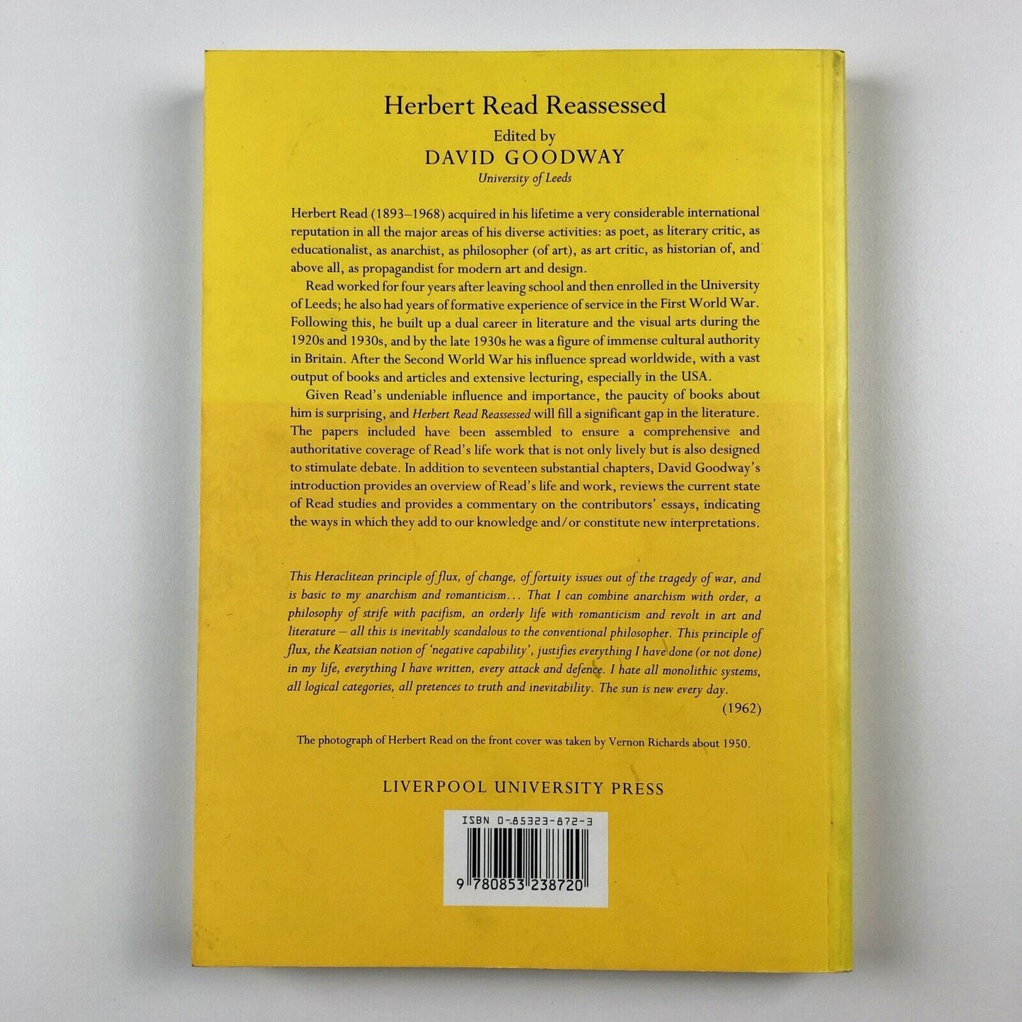 Herbert Read Reassessed | David Goodway | Liverpool University Press, 1998