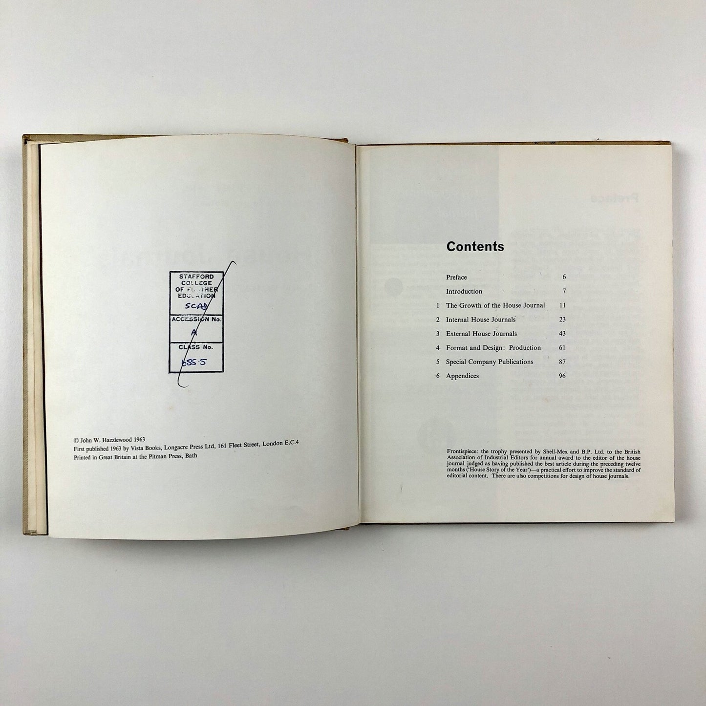 House Journals by John W. Hazzlewood | Vista Books 'Facts Of Print' series, 1963