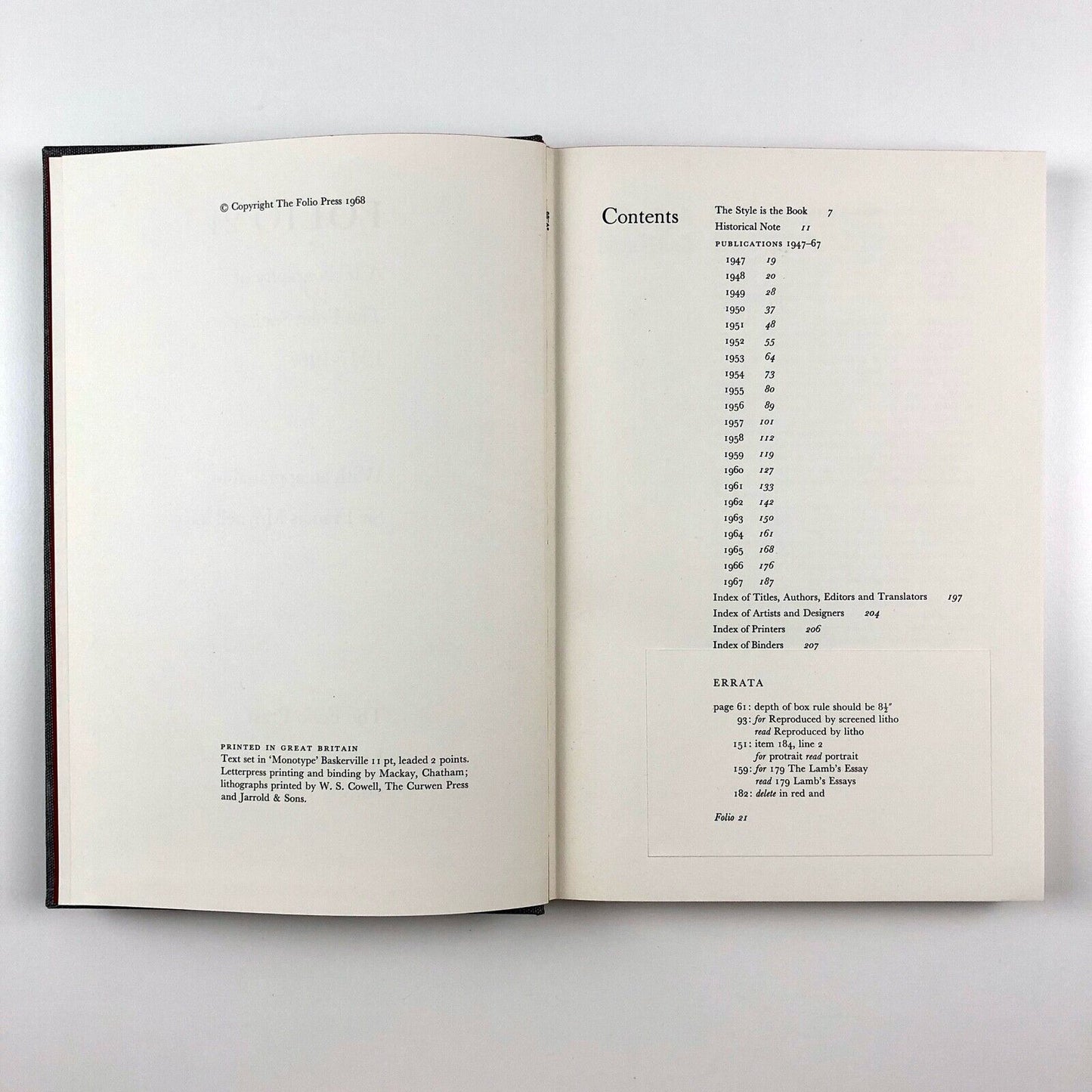 Folio 21: A Bibliography of The Folio Society, 1947–1967 | With an appraisal by Sir Francis Meynell